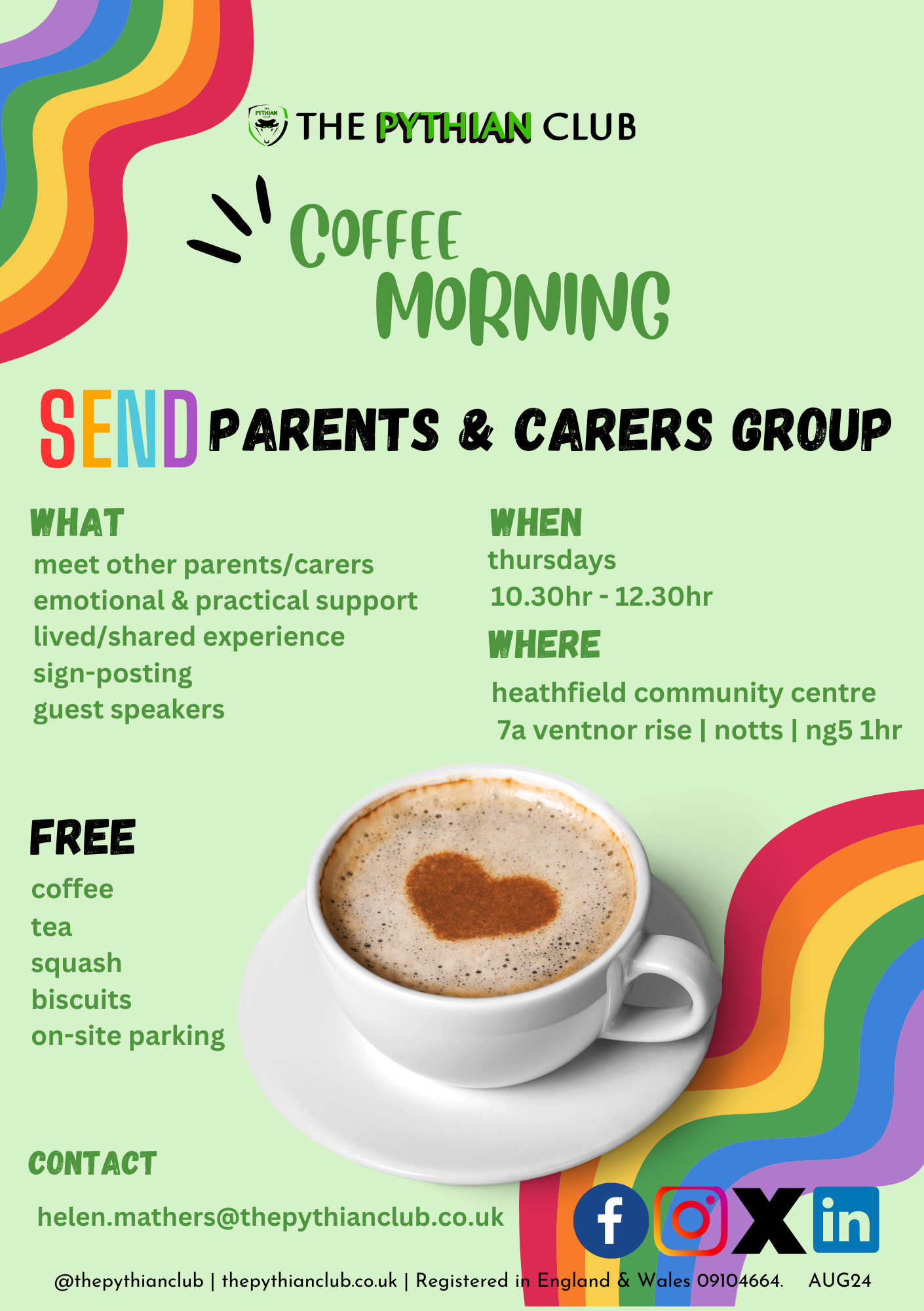 Help Send Coffee New coffee morning for SEND parents and carers — The Pythian Club