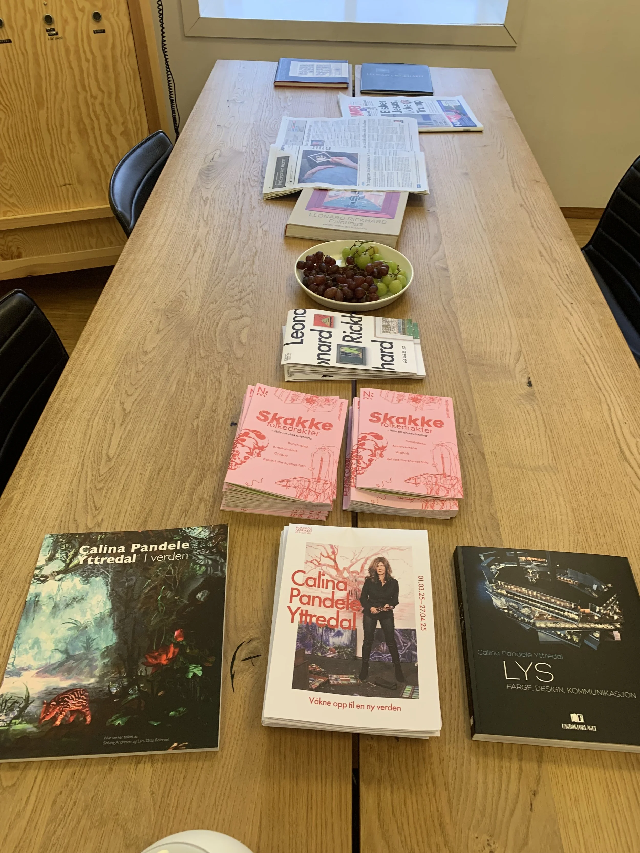 Solo exhibition Wake up to a New World”, books by the artist, poster.