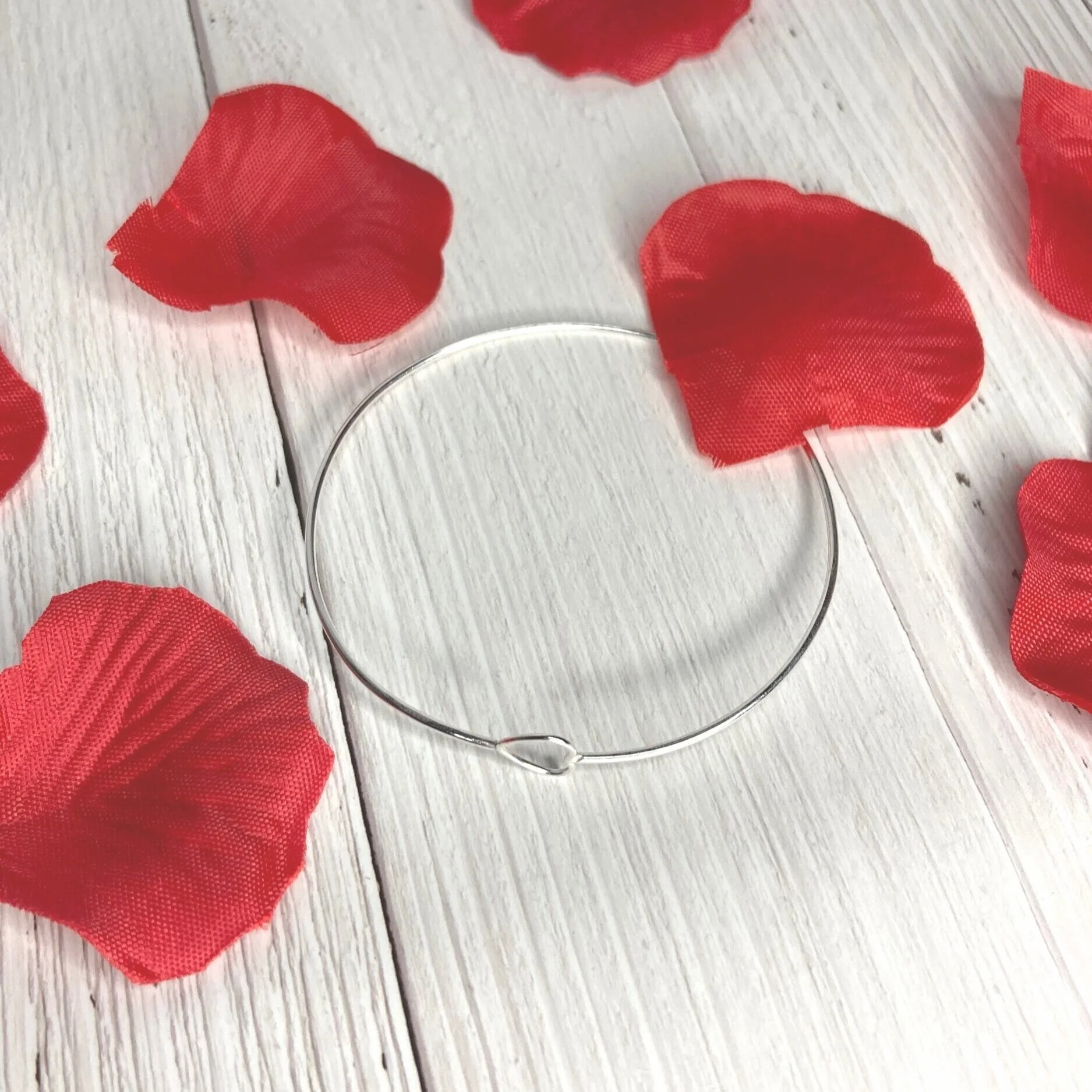 Sterling silver open heart dainty bangle