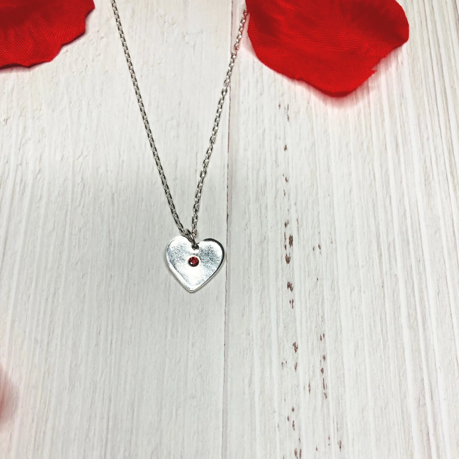 Fine silver small solid heart pendant necklace silver handcrafted