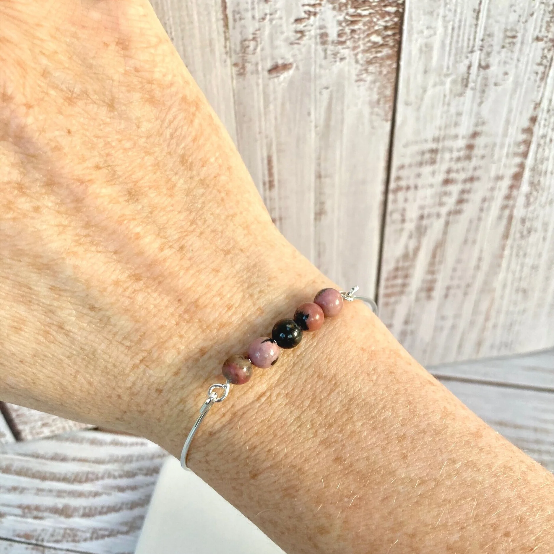 gemstone beaded bangle handmade