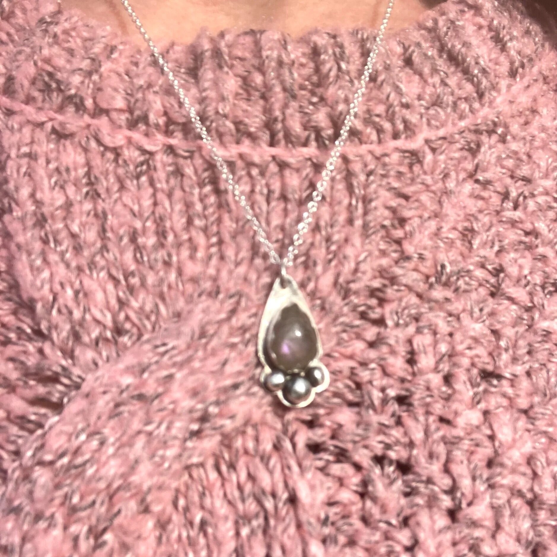 One of a kind pendant featuring a labradorite gemstone