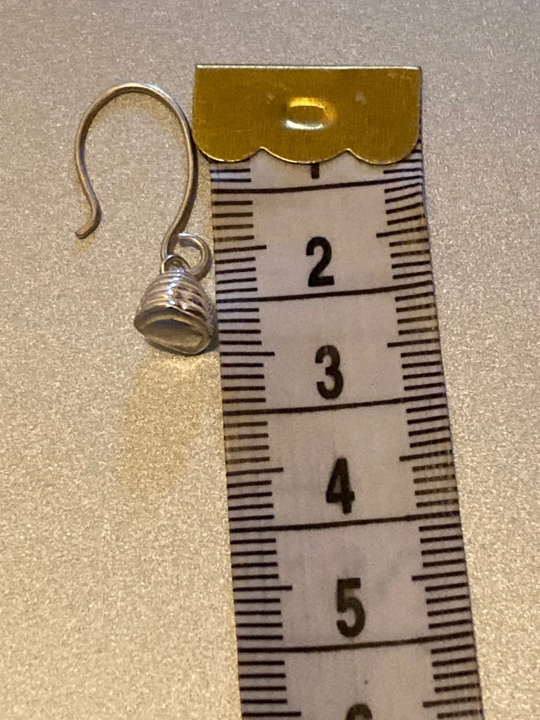 silver handmade beehive unique dainty earrings