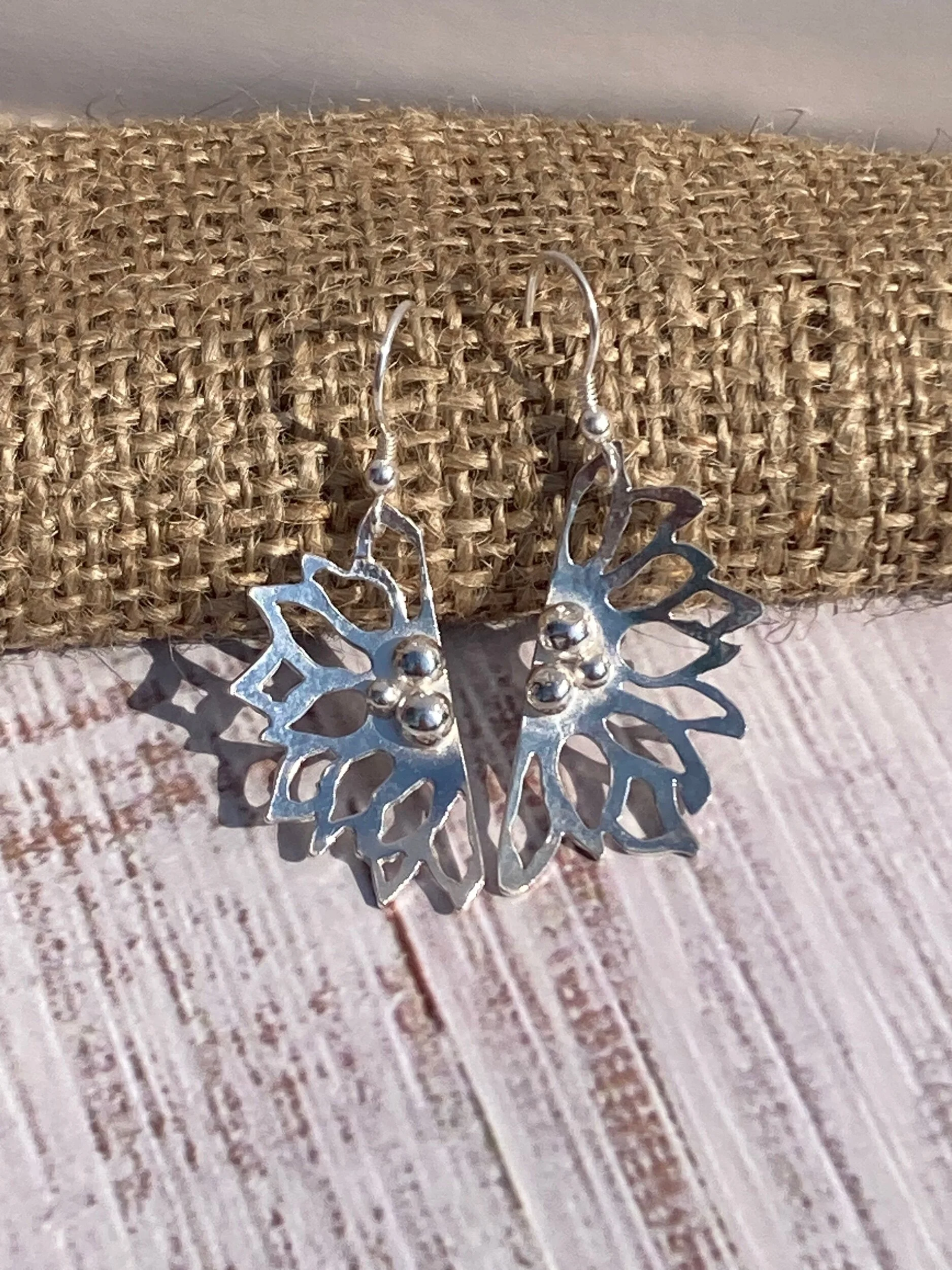 dainty and intricate flower earrings handmade unique