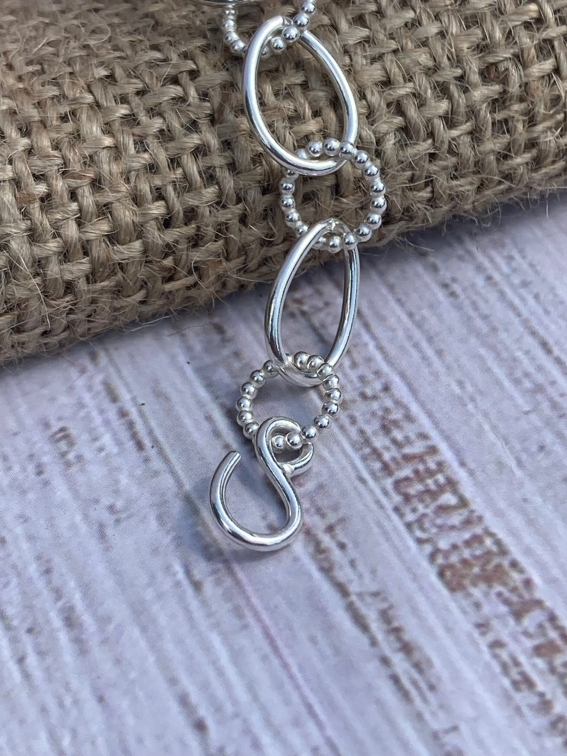 flower bracelet chain link handmade silver