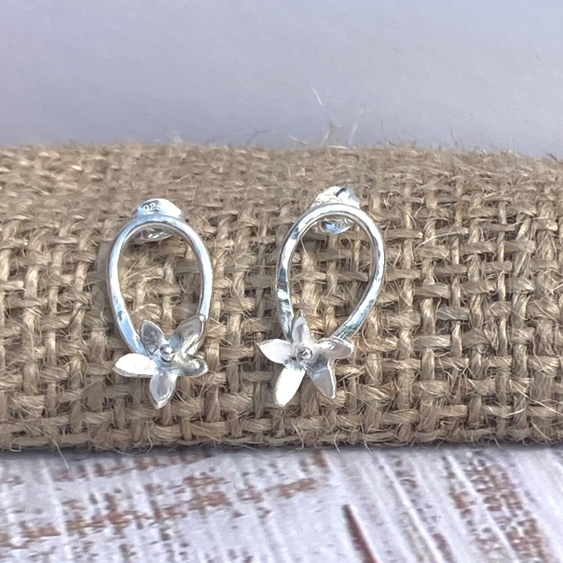 Silver teardrop stud earrings