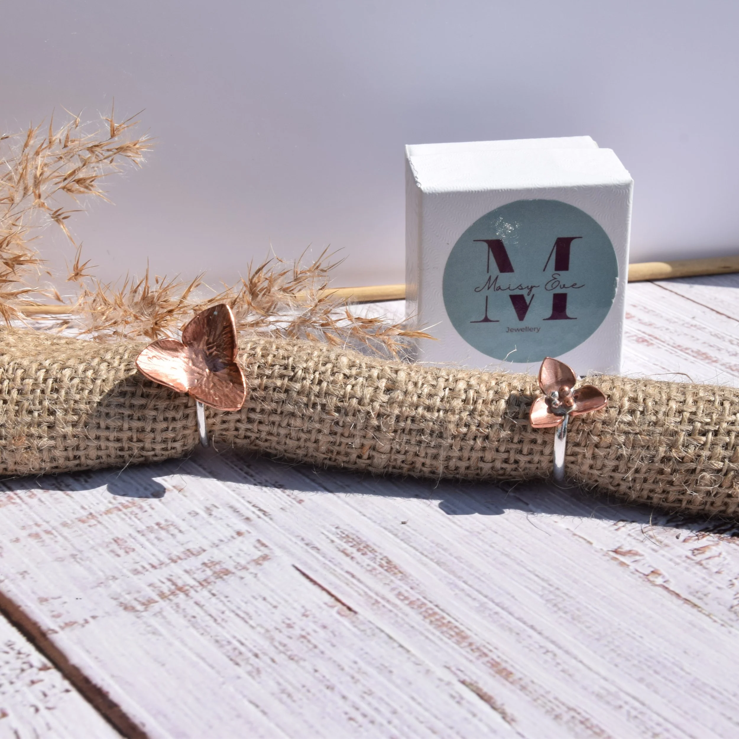 Maisy Eve designs packaging Copper and Silver rings