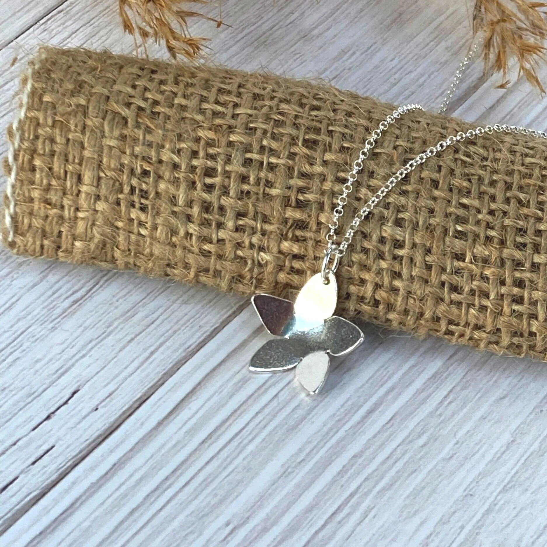 handmade sterling silver flower necklace silversmith