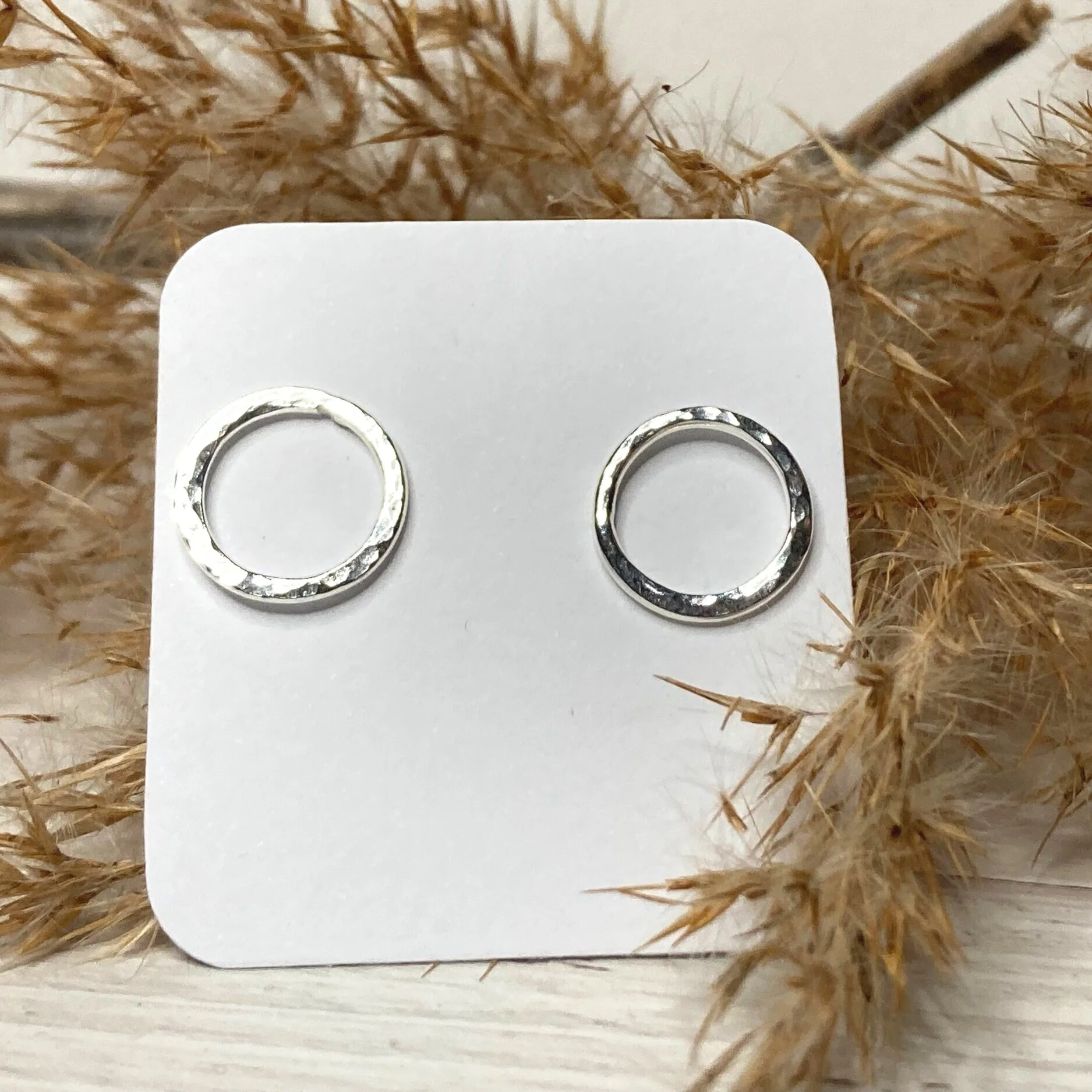 Hammered Silver Circle Earrings