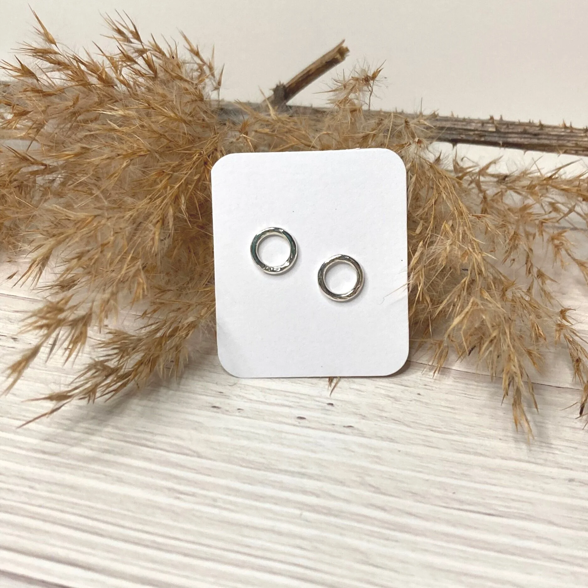 small hammered circle stud earrings unique dainty  handmade