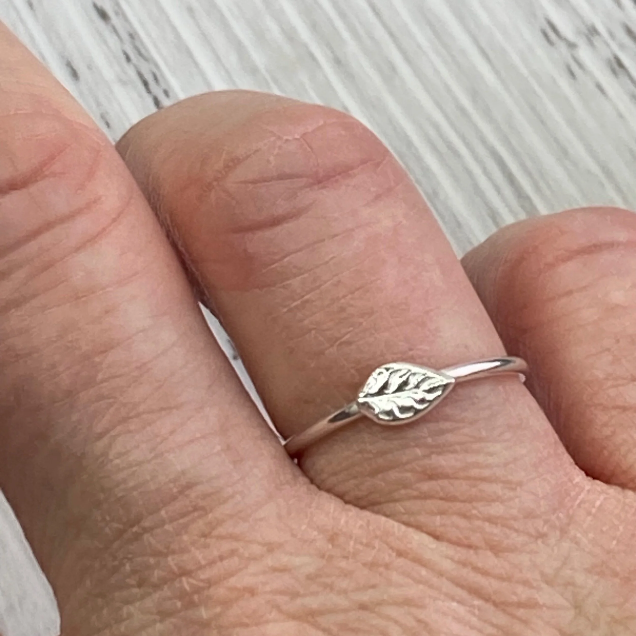 leaf stacker ring silver handmade jewellery