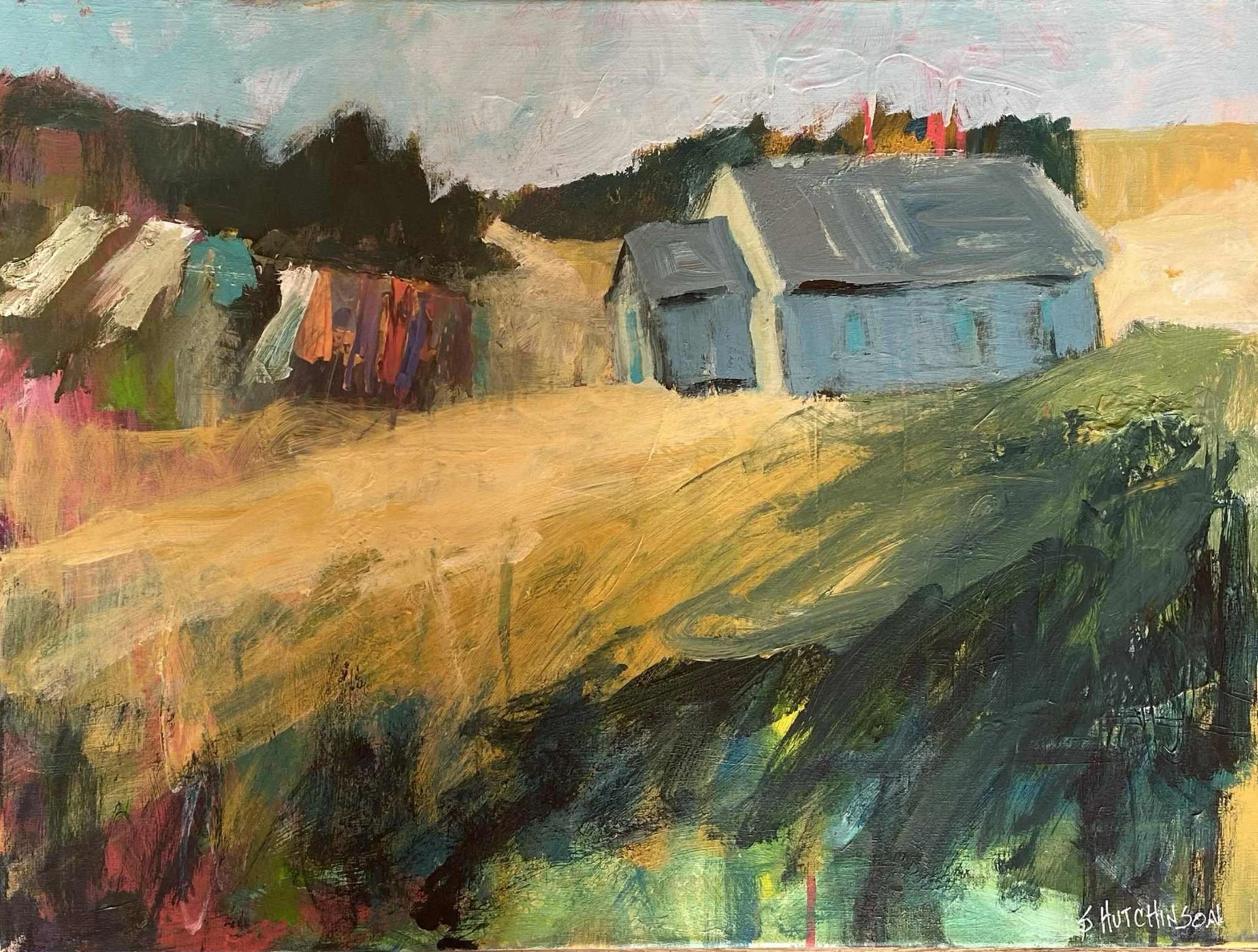 “Late in August” 20x24 collage on canvas 425.00