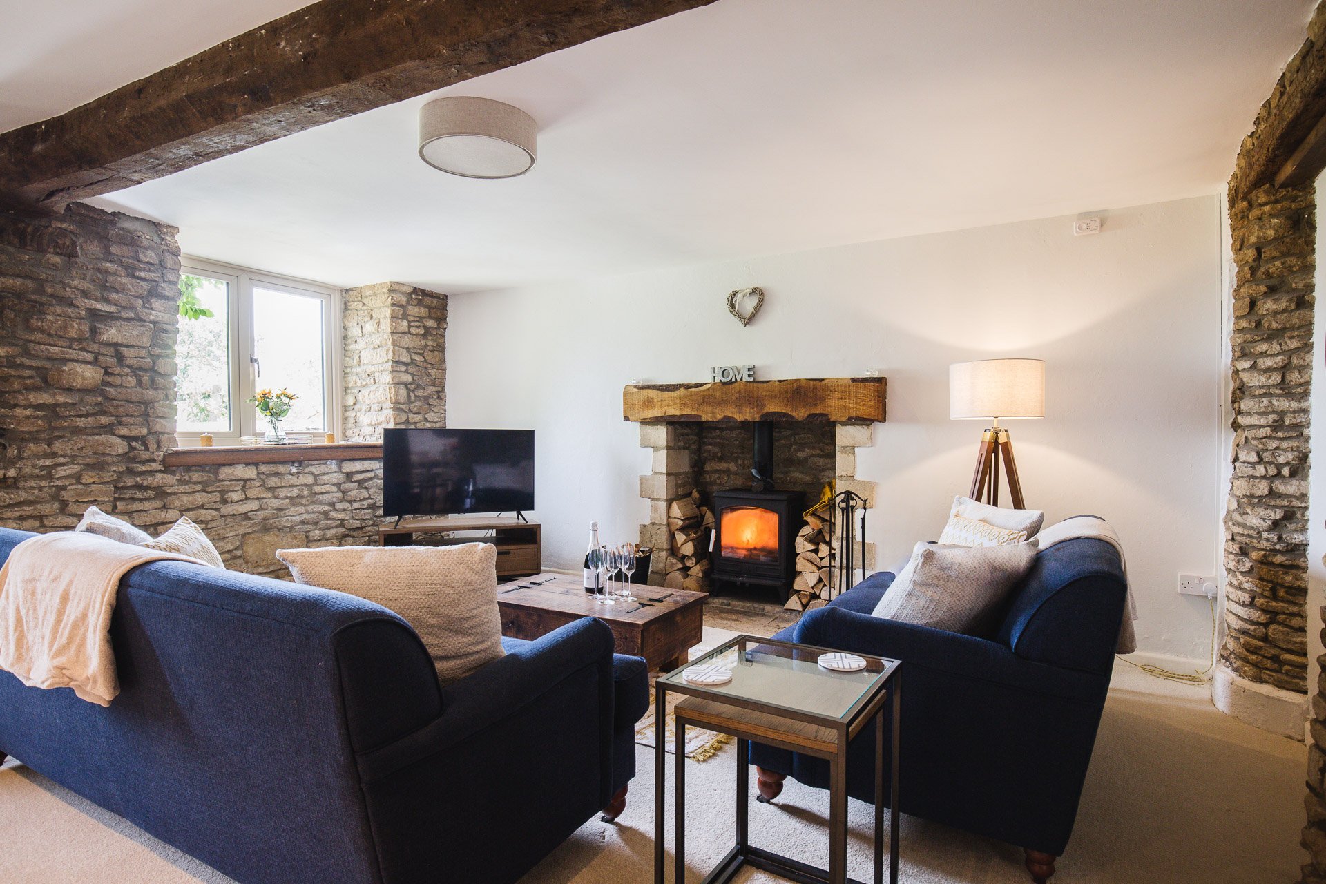 Log burner in cosy sitting room