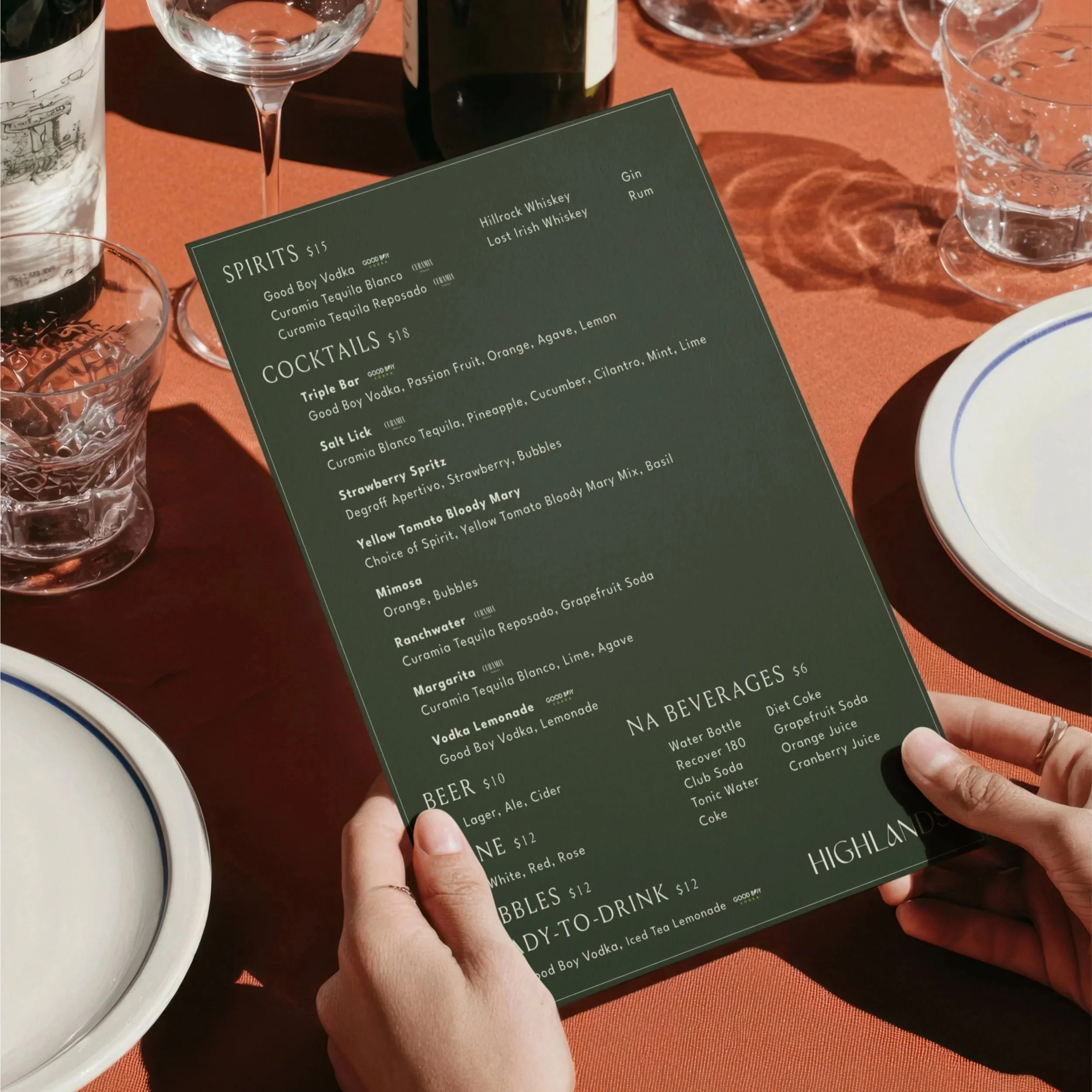 Menu Layout for Highlands Cup