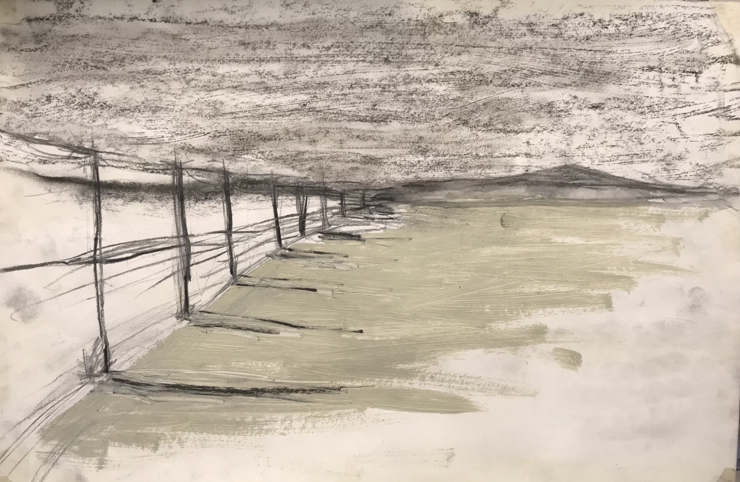 Ink, charcoal, and gouache on paper, 2017.