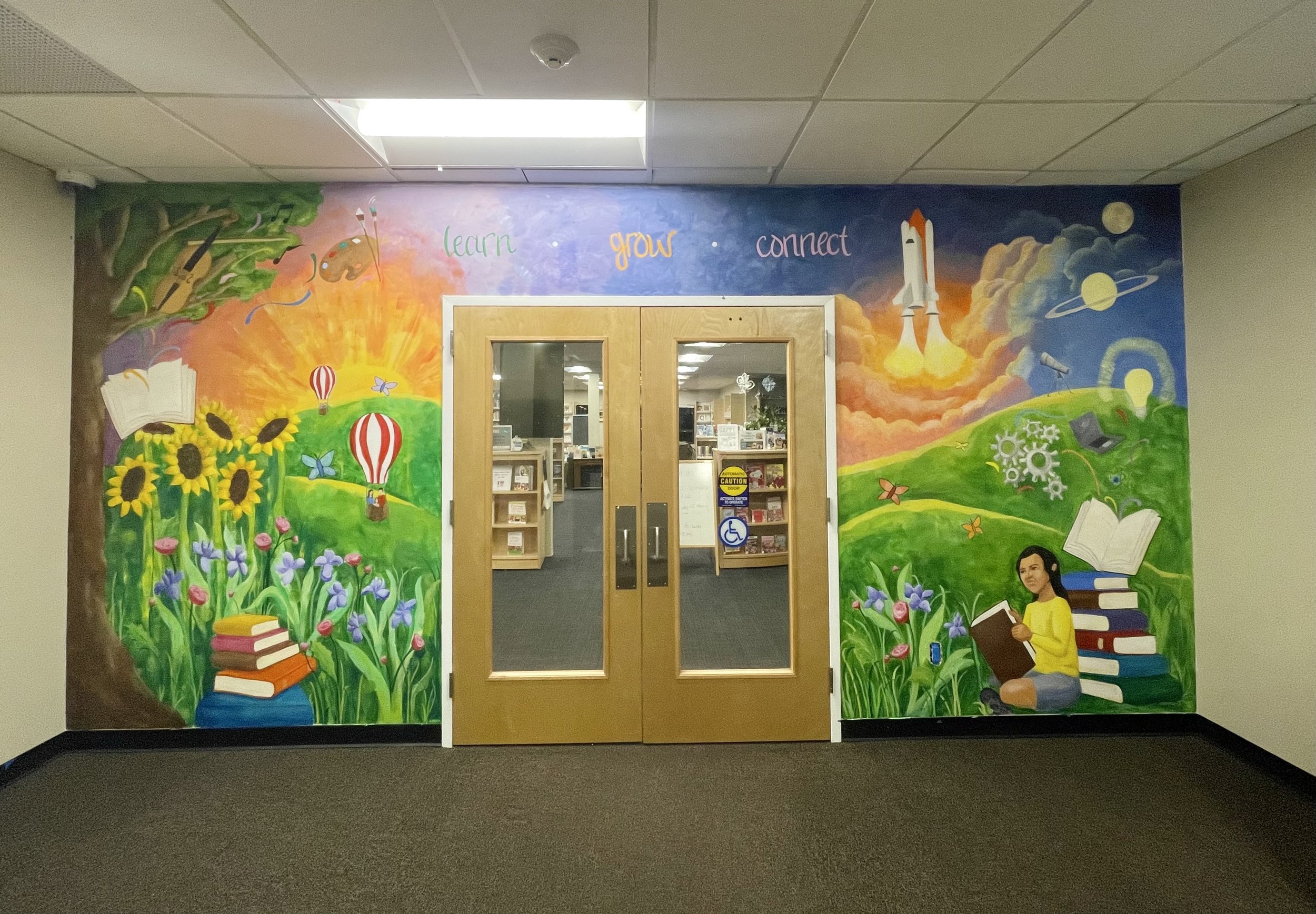 Welcome Mural, Hauppague Public Library, January 2023.