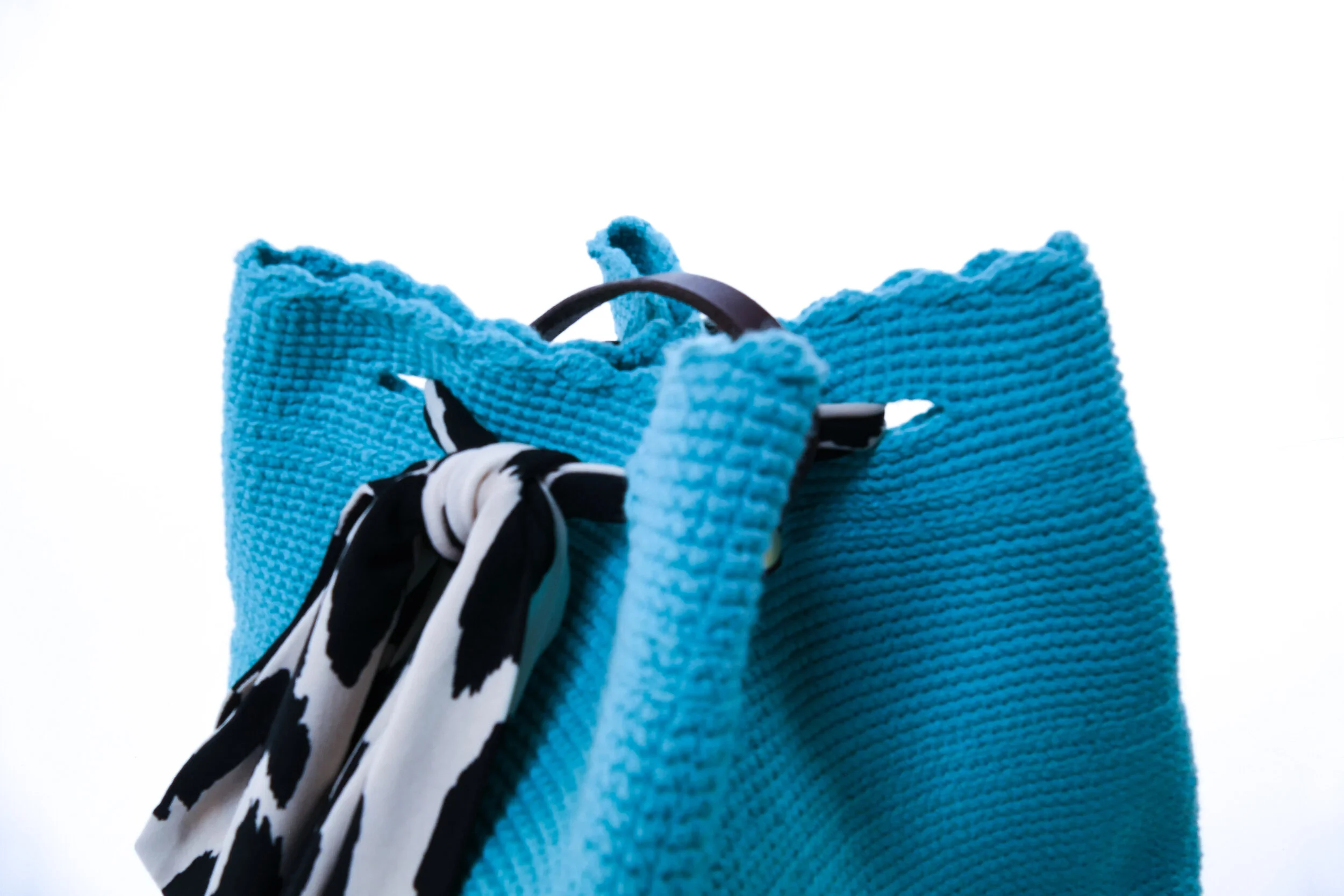 Opinion Atelier Knit Pattern Turquoise Designer Handbag