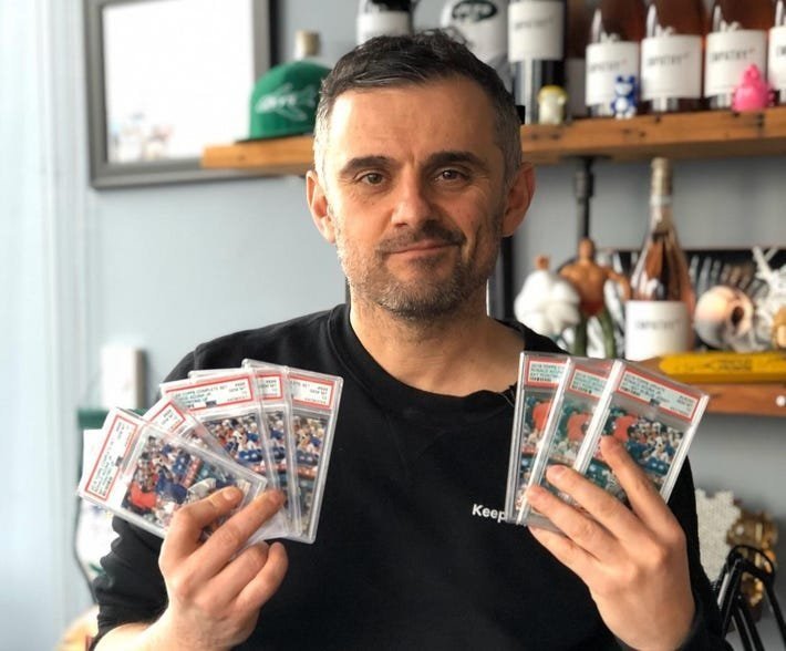 Cedit - Gary Vaynerchuk, VaynerMedia's CEO, holding some of his many prized sports card collectibles. VAYNERMEDIA