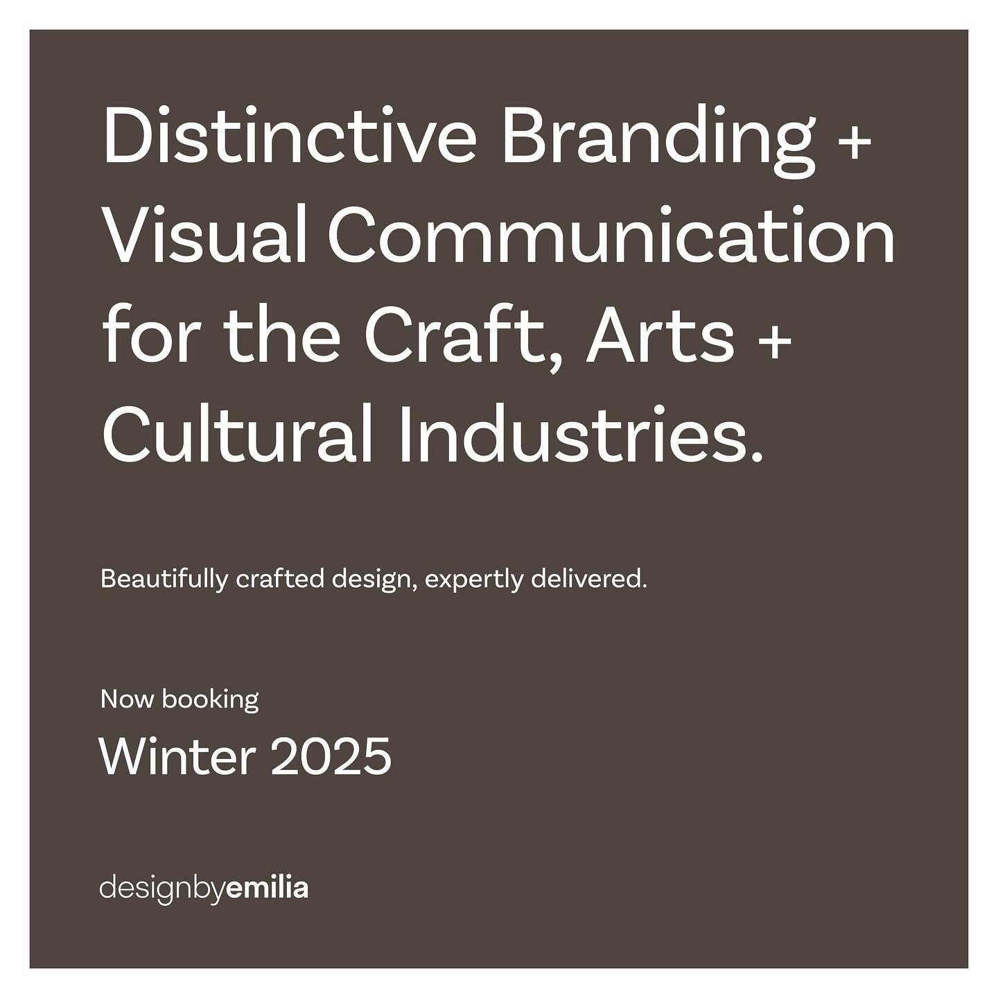 ✨ Now booking from Winter 2025: Distinctive Branding + Visual Communication for the Craft, Arts + Cultural Industries ✨

I founded Design By Emilia to support makers, artists, and cultural organisations with branding and visual communication that tru