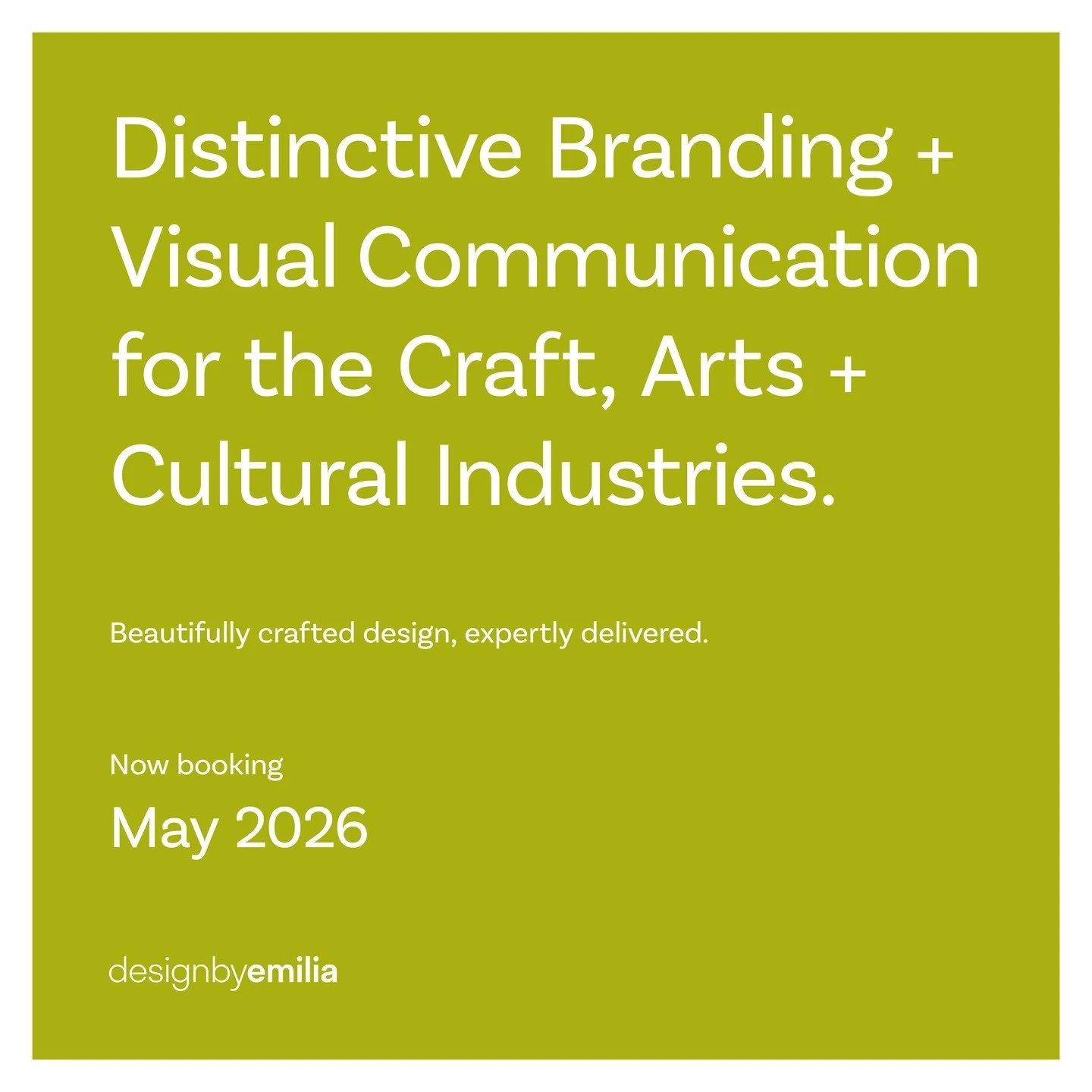 I'm currently booking from May 2026 here are some ways we can work together...

Brand Identity Design &rarr;
Your visual identity is as important as the things you create. I believe handcrafted products and services deserve high-end design, and I&rsq