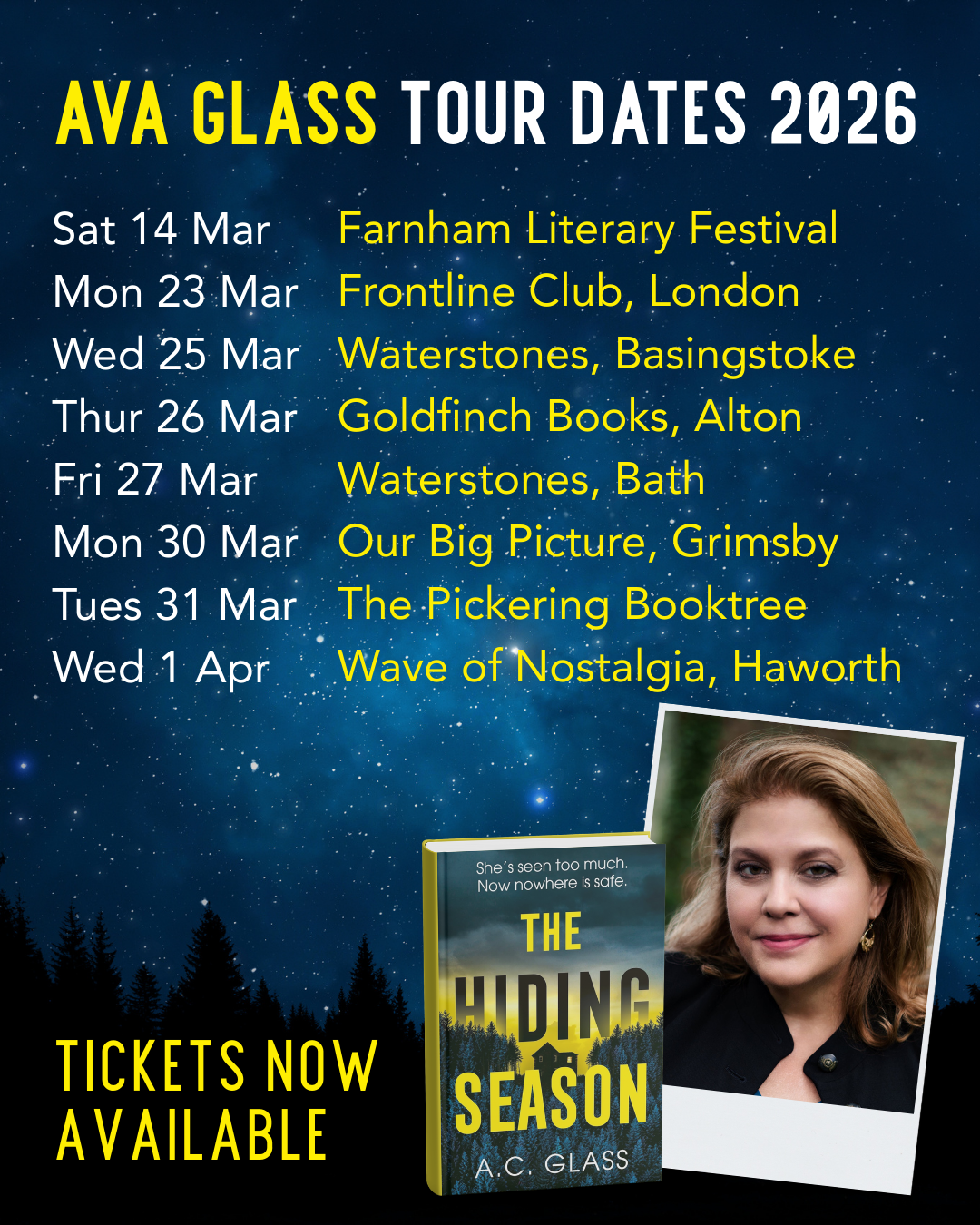 Ava Glass on tour… coming to a bookshop near you!