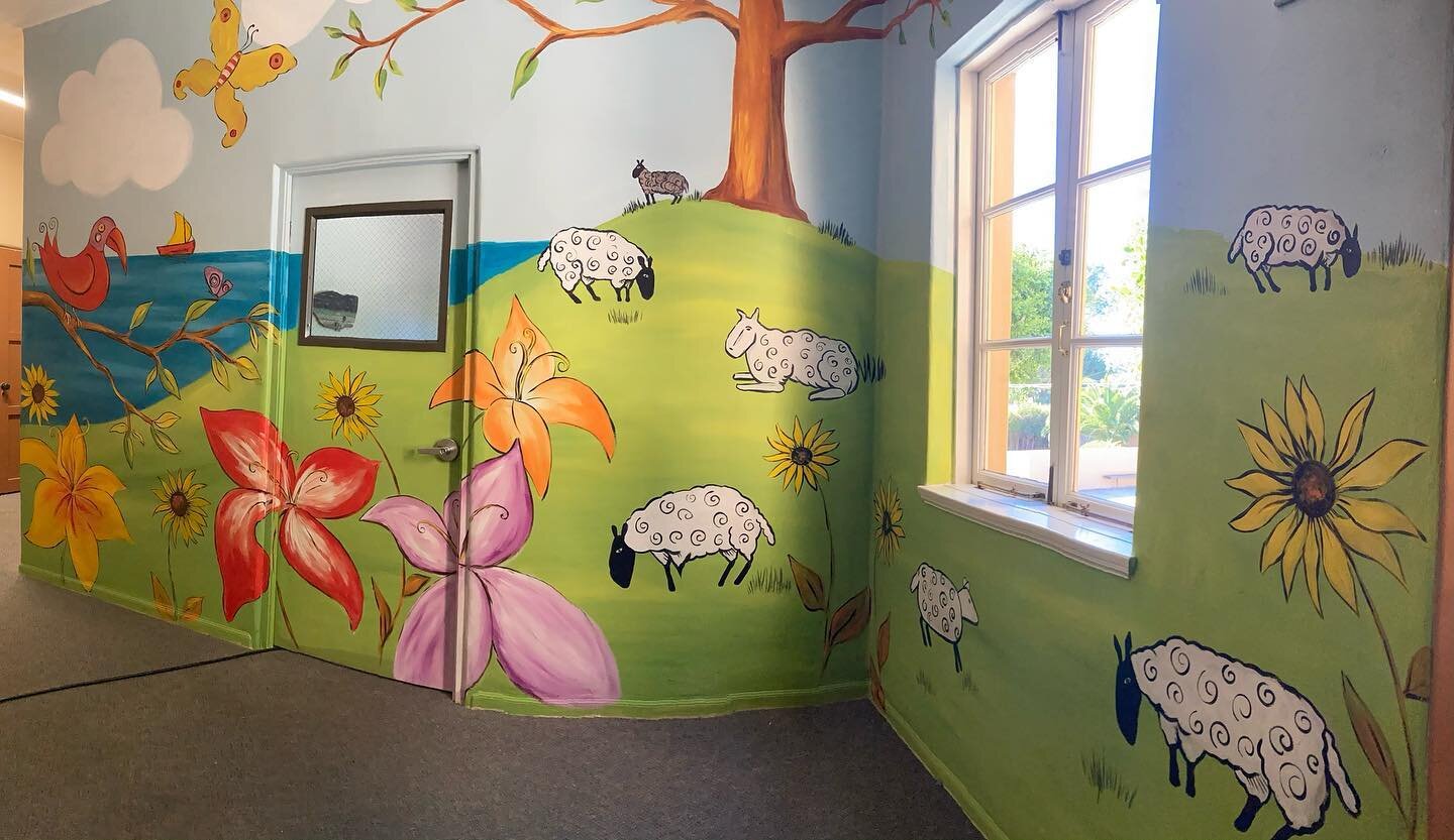 Nursery room mural at CPC inspired by the storybook Bible