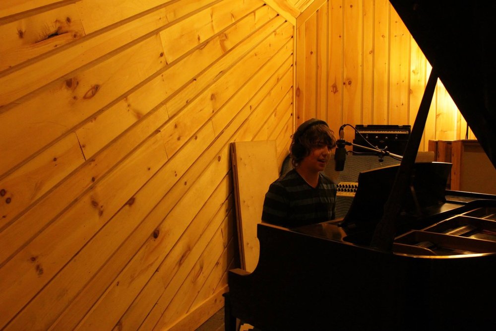 Cameron recording at Bunker Studios, 2015