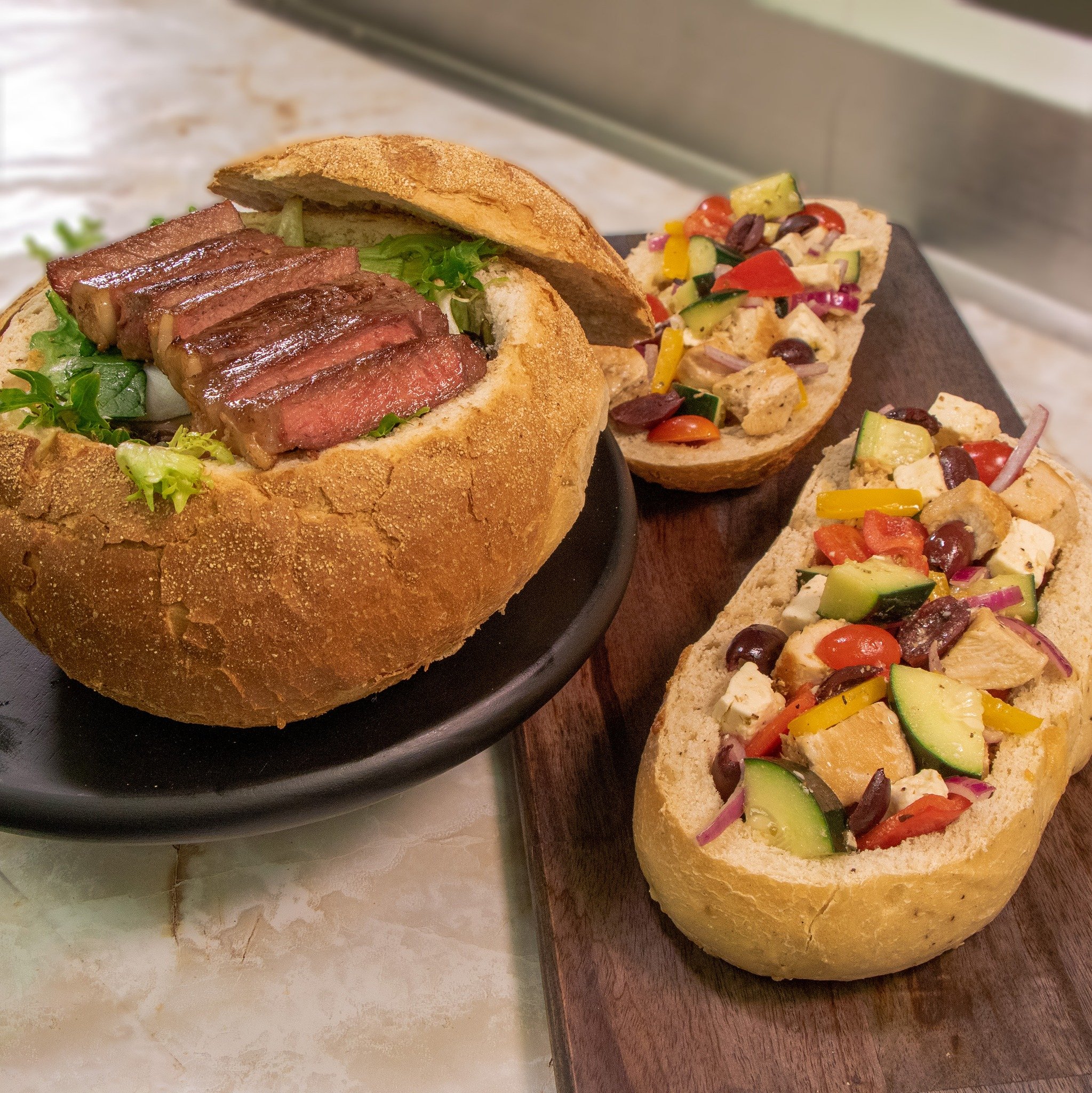 Spring calls for fresh flavors and vibrant salads! Dive into our delicious bread bowl creations featuring succulent halal steak and simple yet satisfying chicken, paired with Greek-inspired goodness. https://bit.ly/3TgtZo5 

#MidamarHalal #Halal #Bre