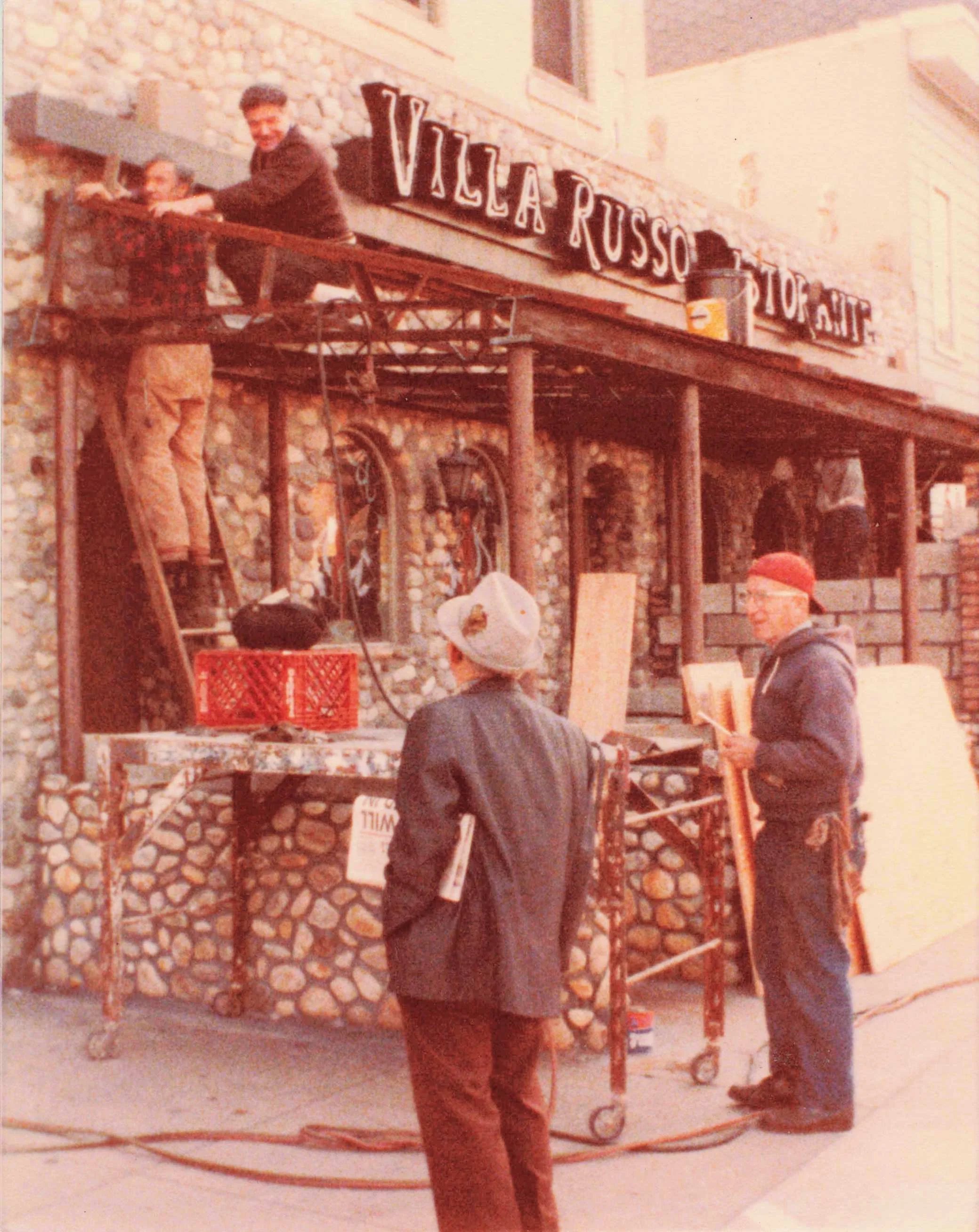 The Villa Russo Restaurant storefront under construction during its 1968 redesign.