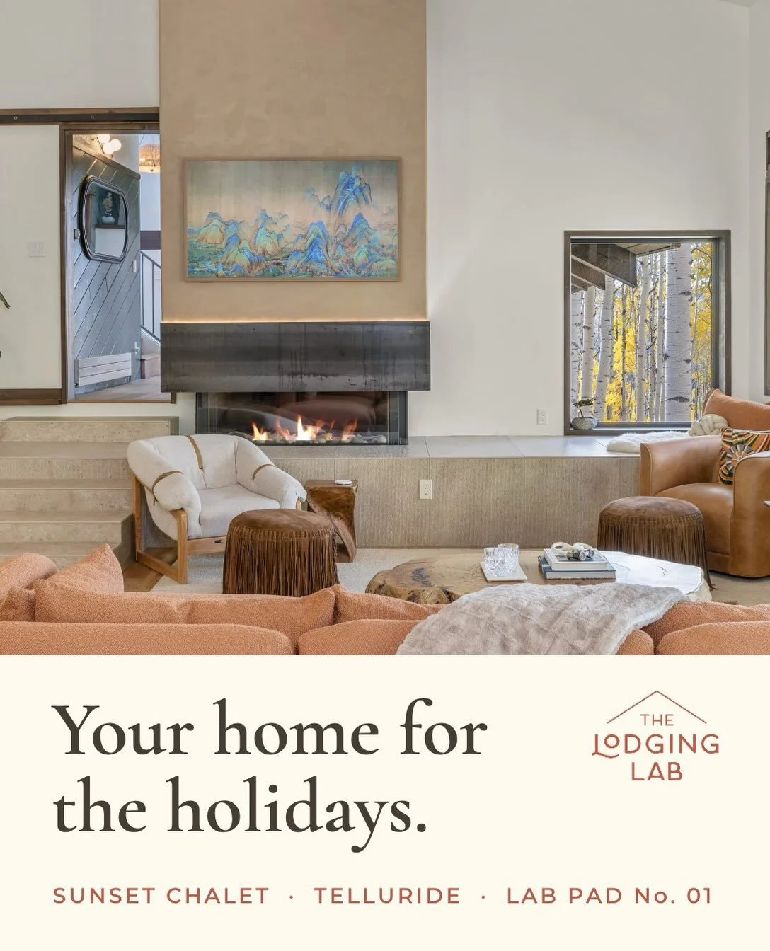 Lab Pads, Telluride edition.

Maybe this is the year you come home for the holidays in Telluride.

Sunset Chalet is a 4-bedroom modern mountain retreat tucked into an old-growth aspen forest, minutes from Mountain Village and the free gondola into Te