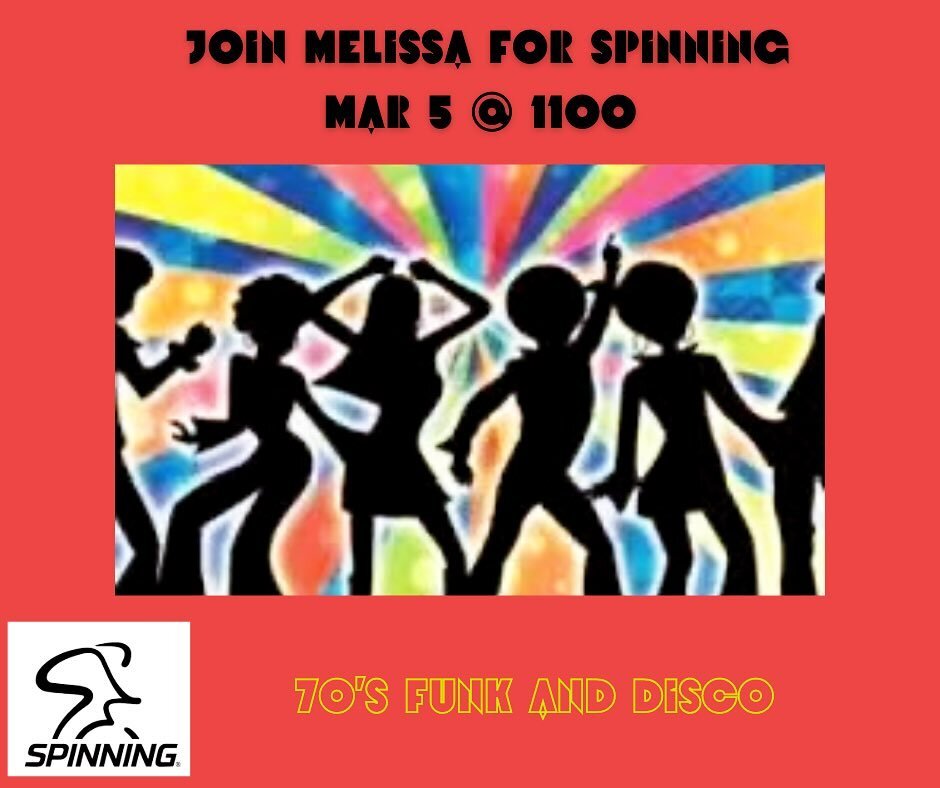 Melissa will be teaching Spin on 3/5 at 11am! It&rsquo;s all about the 70&rsquo;s playlist .. come in and get your spin on! #taosspaandtennisclub #spin #groupfitnessinstructor #groupfitness #spinning #taos