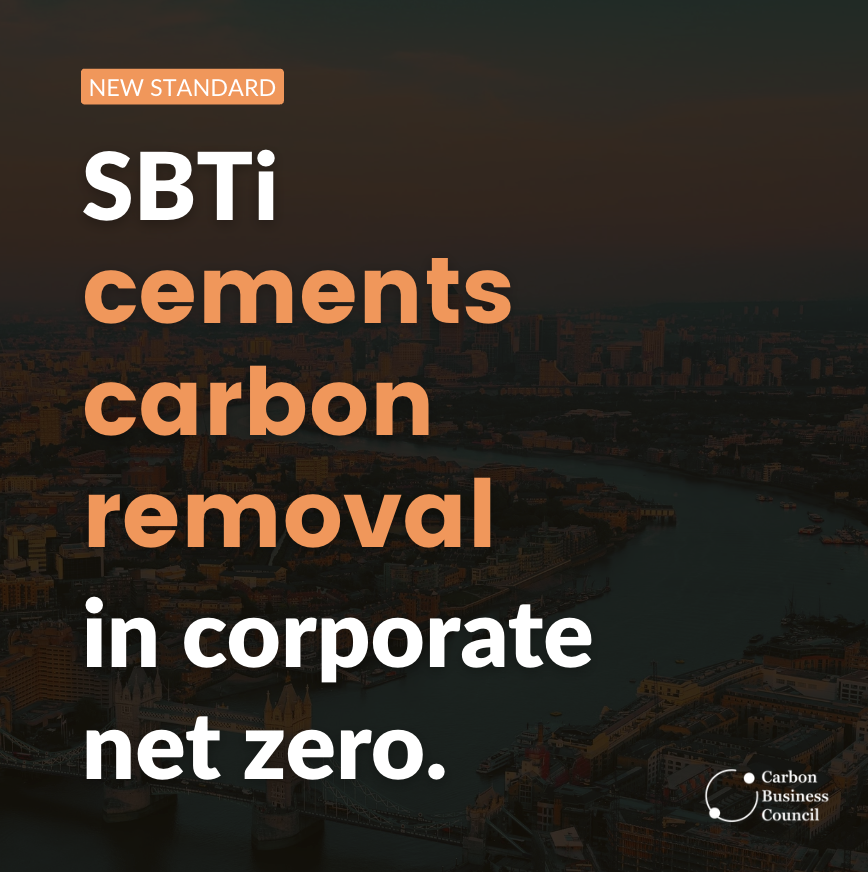 New SBTi Standard Validates Carbon Removal as Essential to Corporate Net-Zero: Carbon Business Council Statement&nbsp;