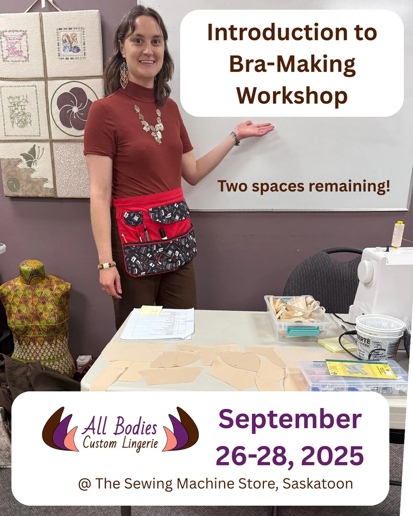 Just over two weeks until my upcoming bra making workshop in Saskatoon. Only two spaces left! Secure your spot by contacting The Sewing Machine Store @thesewingmachinestore 

I hope to see you there! More details are at my link in bio.