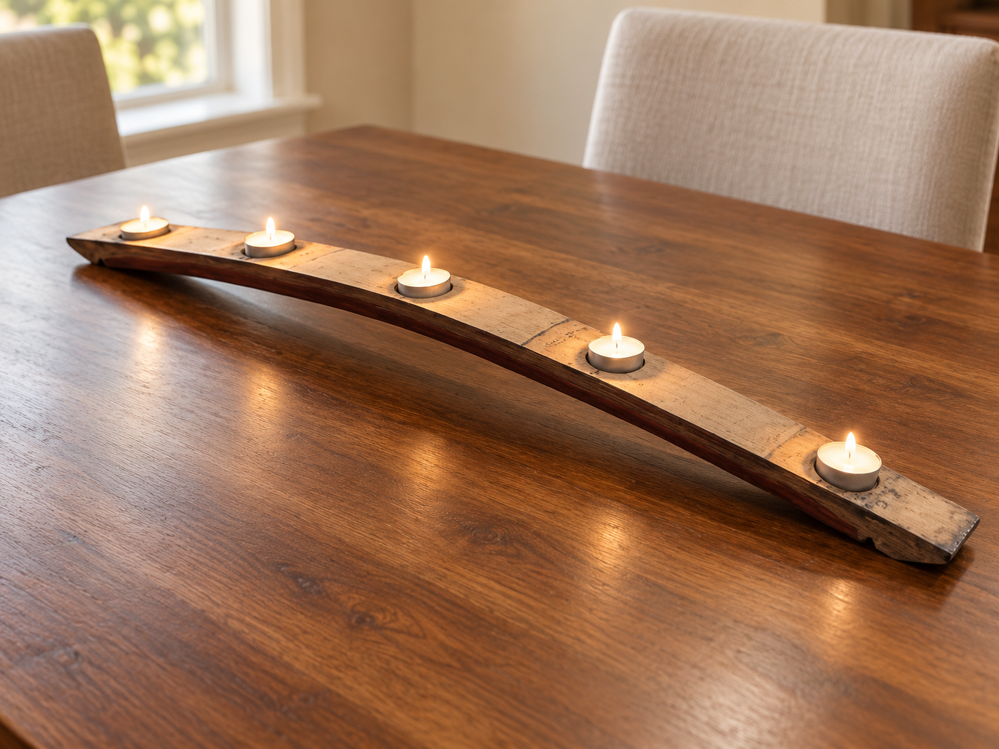 Oak Barrel Candle Holder