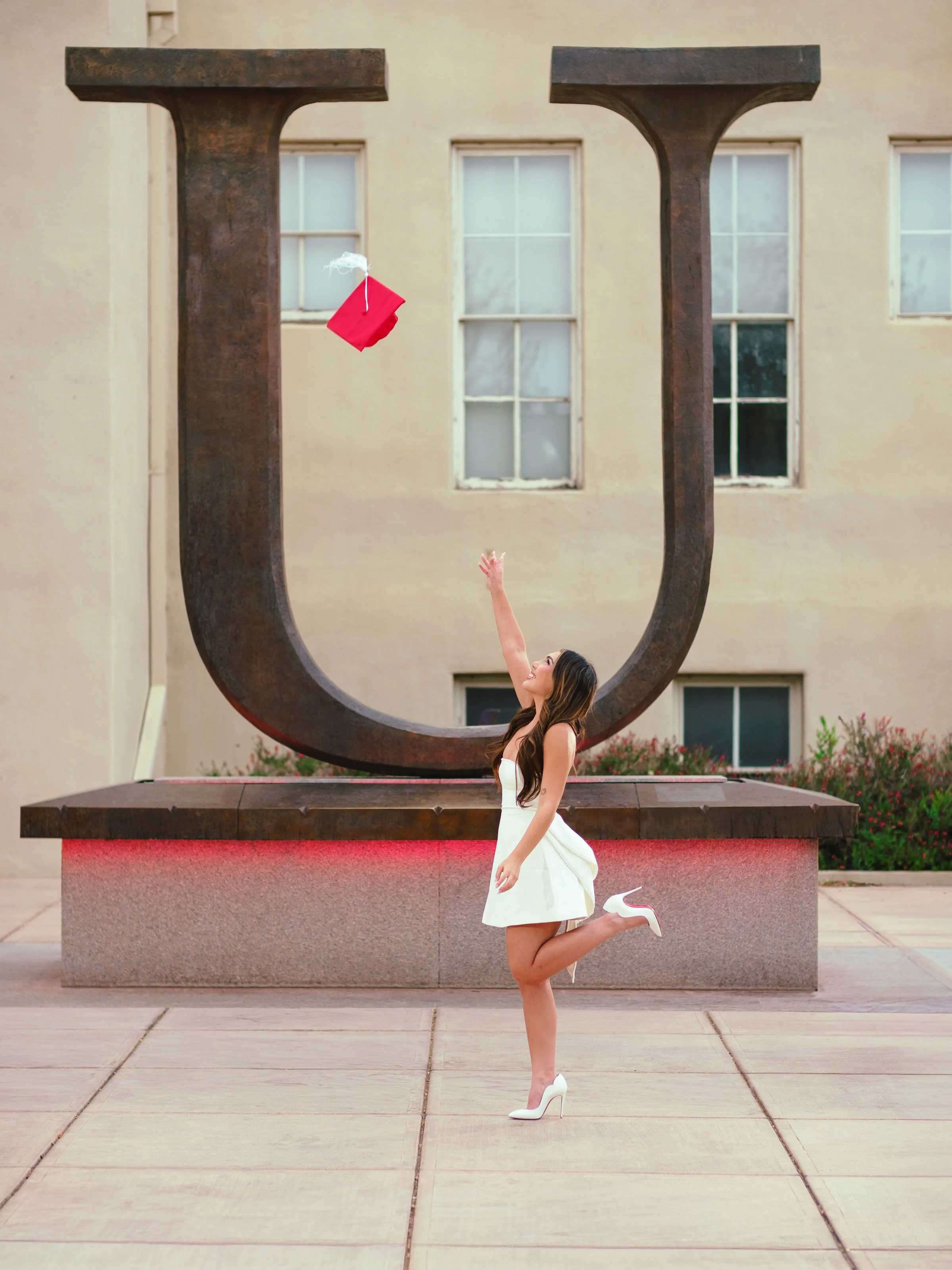 College graduation photographer Albuquerque, romantic college graduation portraits, UNM graduation photography,  UNM Big U Photos