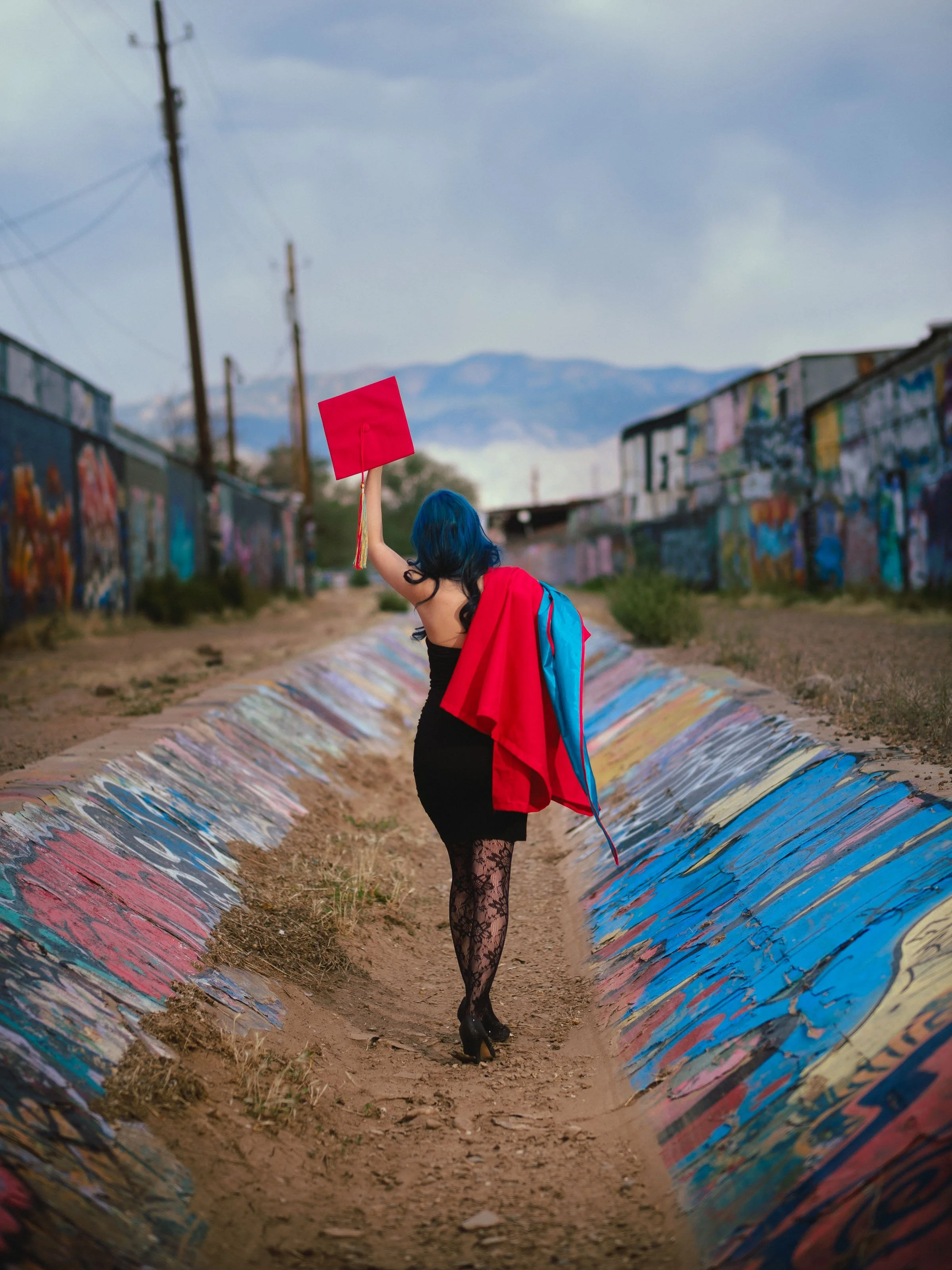 Albuquerque senior photography, high school senior photos in Albuquerque, alternative senior pictures in Albuquerque, edgy senior photo ideas in New Mexico, unique senior portraits in Albuquerque, cap and gown senior session in Albuquerque