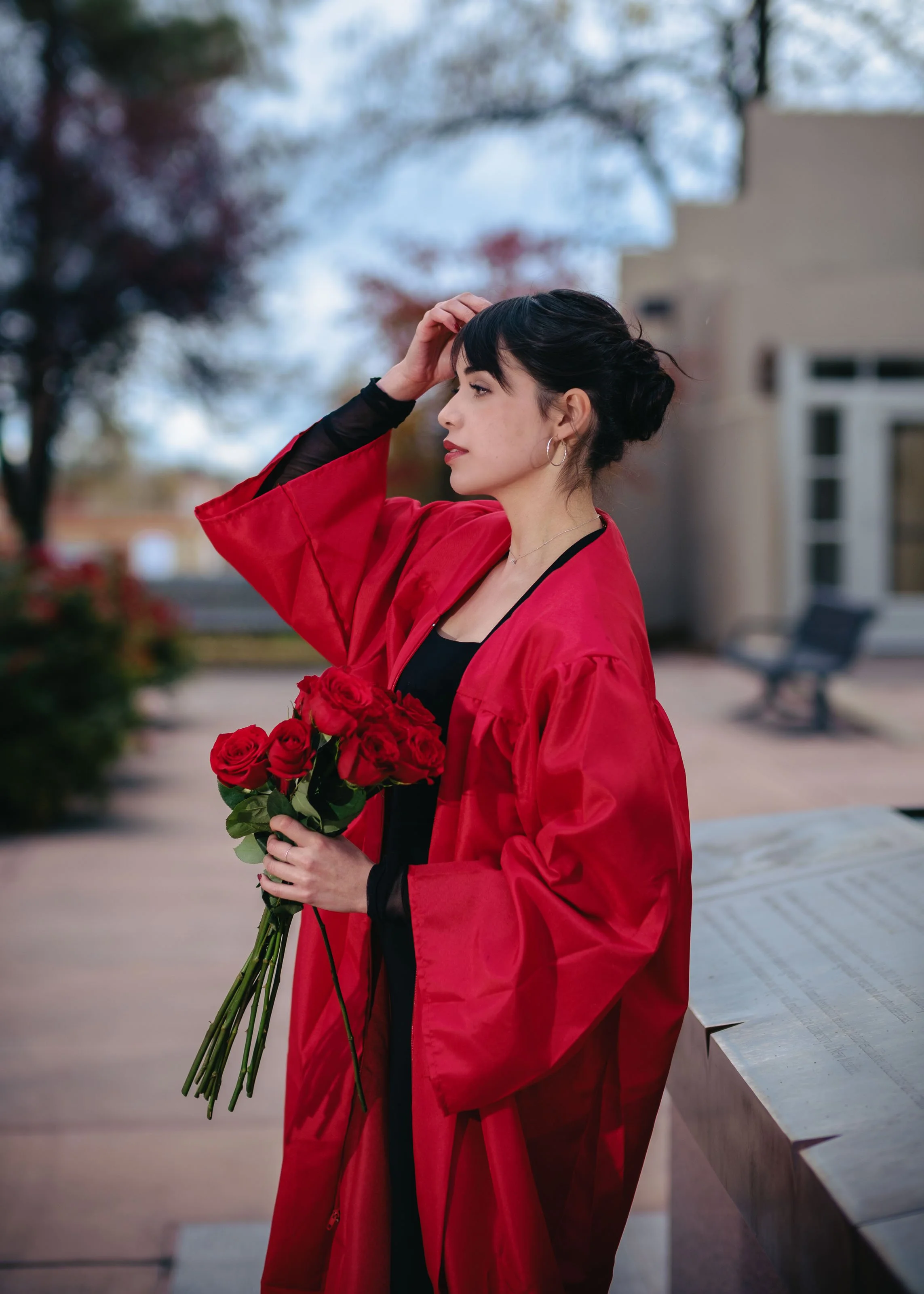College graduation photographer Albuquerque, romantic college graduation portraits, UNM graduation photography,  UNM Big U Photos