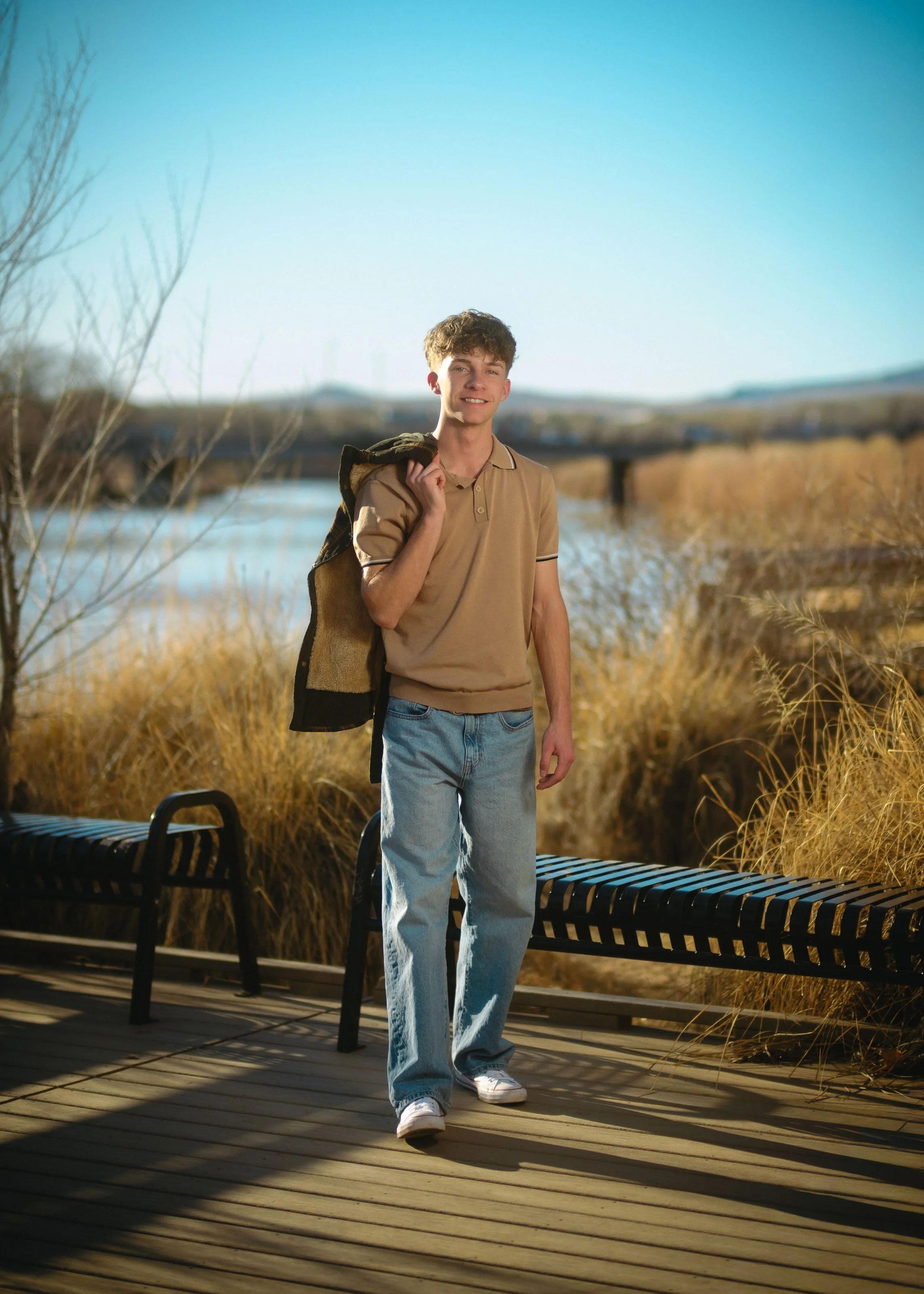 high school senior photos Albuquerque, Albuquerque senior photographer, senior portraits Albuquerque New Mexico, outdoor senior photos Albuquerque bosque, senior pictures Albuquerque golden hour, male high school senior portraits Albuquerque