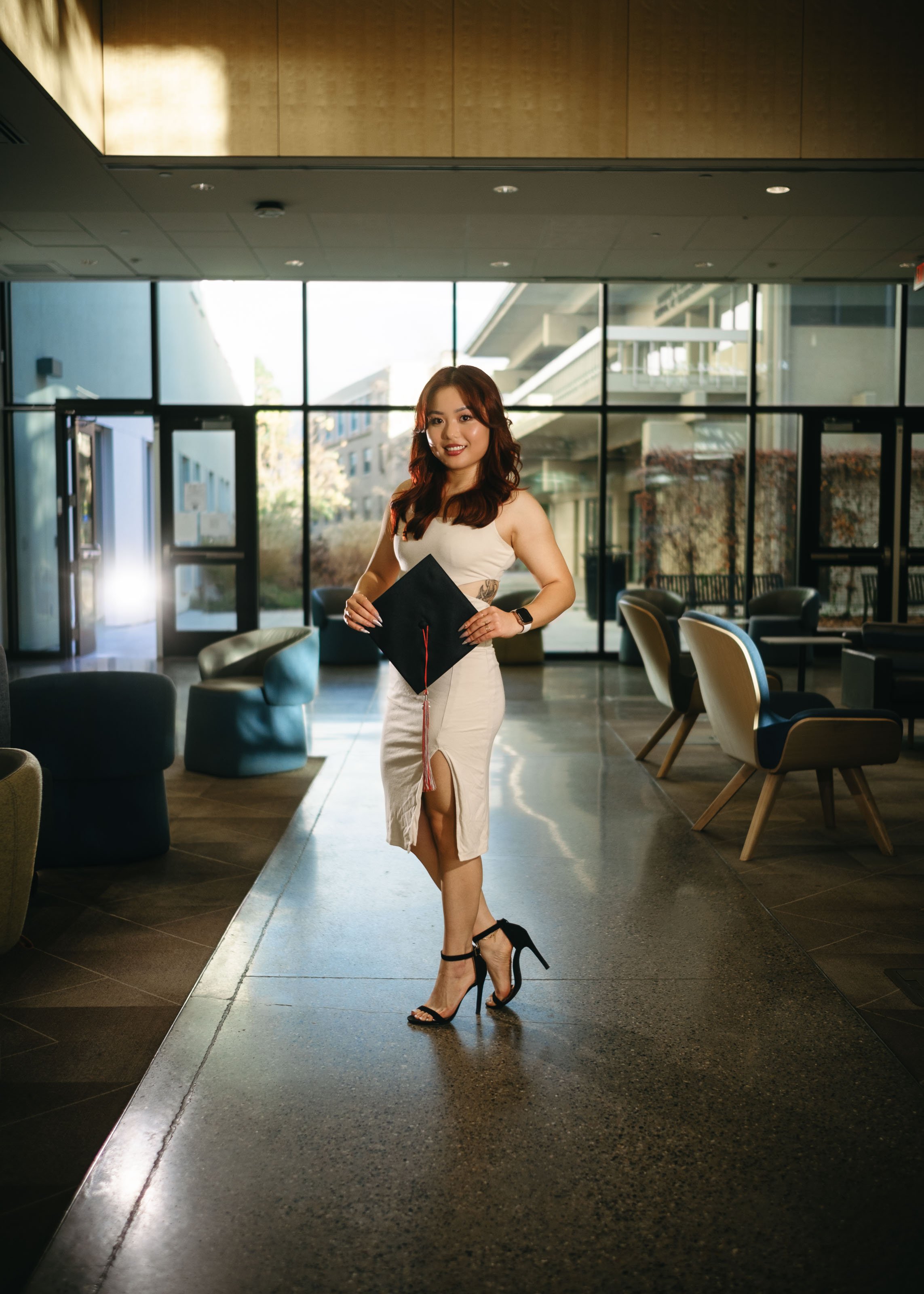 College graduation photographer Albuquerque, romantic college graduation portraits, UNM graduation photography,  UNM Cap & Gown Photography