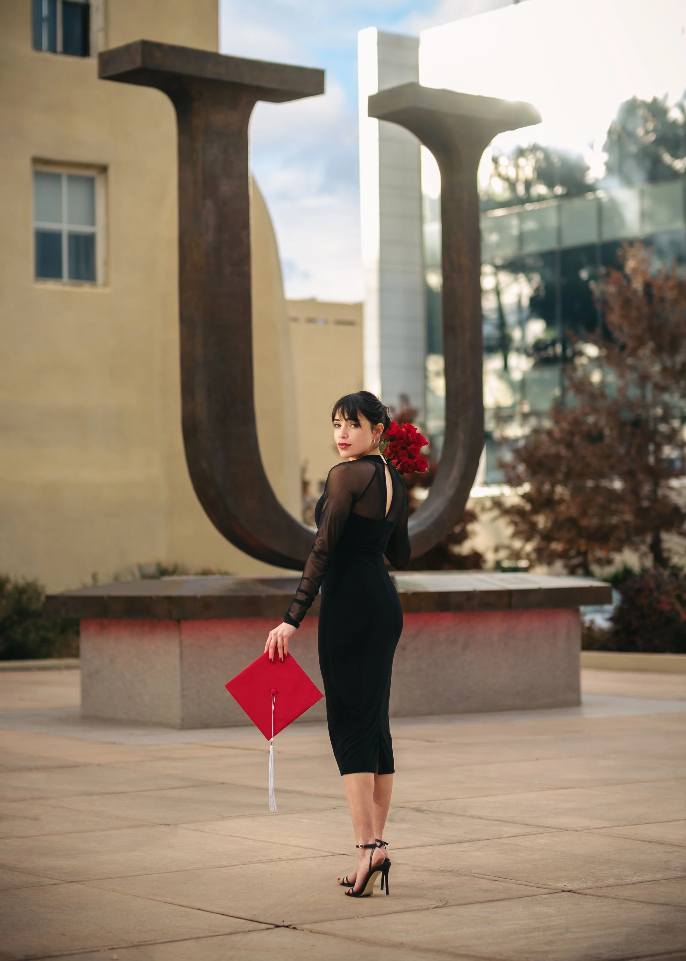 College graduation photographer Albuquerque, romantic college graduation portraits, UNM graduation photography,  UNM Big U Photos