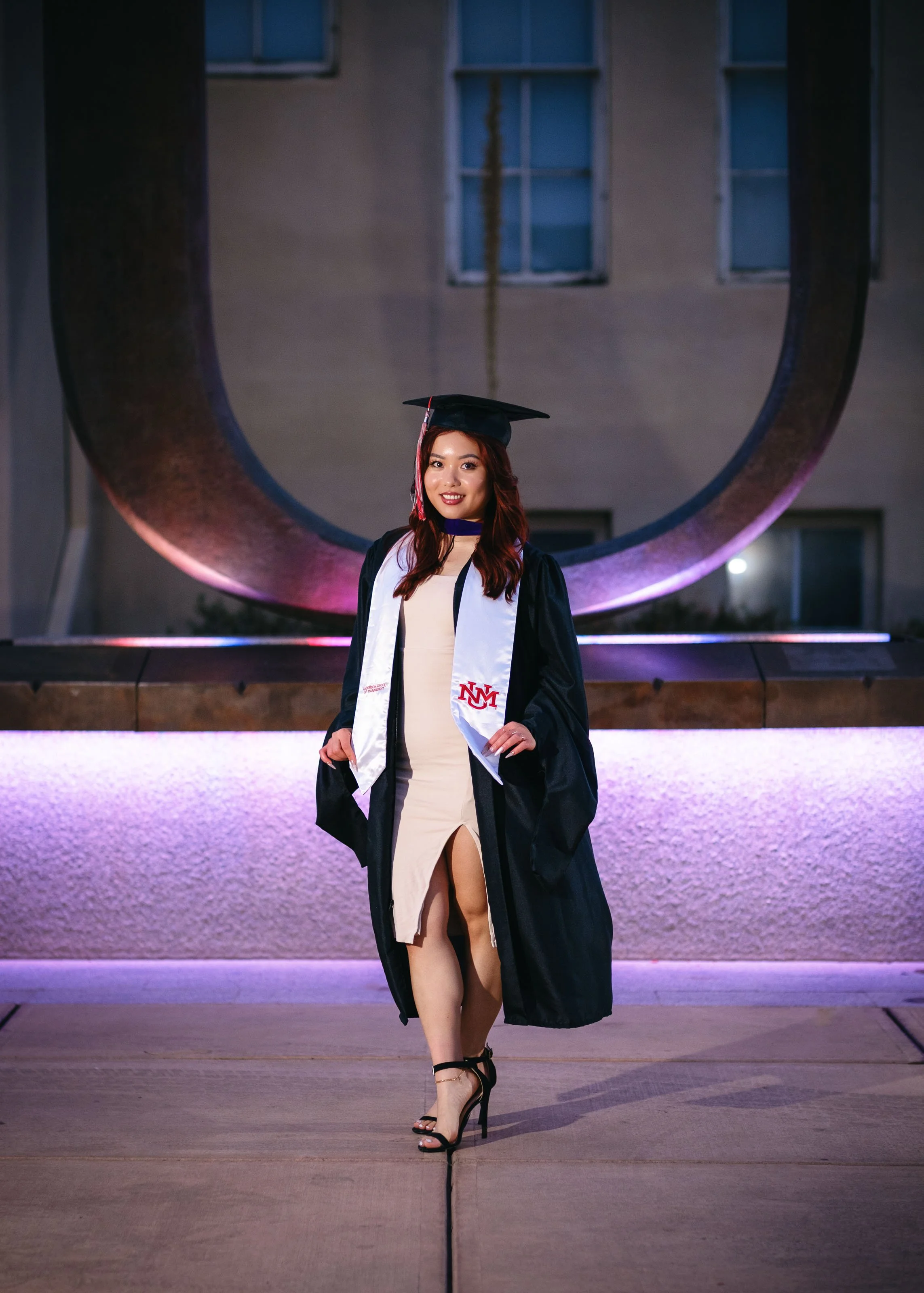 College graduation photographer Albuquerque, UNM Masters graduation shoot, UNM graduation photography, Big U UNM photos