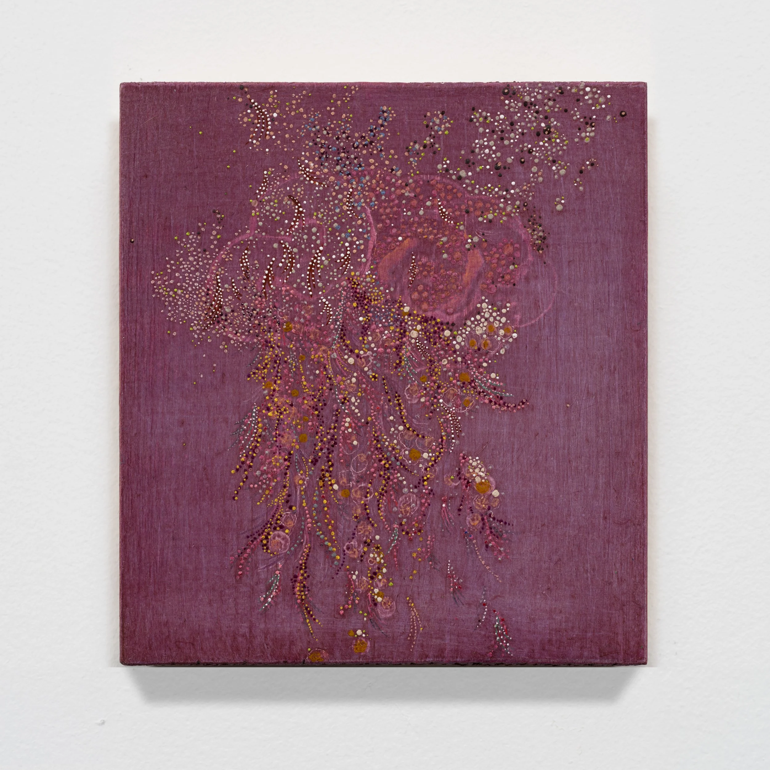 From Wind or Sky or Myth (magenta) 2026 6 x 5.5 inches Acrylic on raw pine