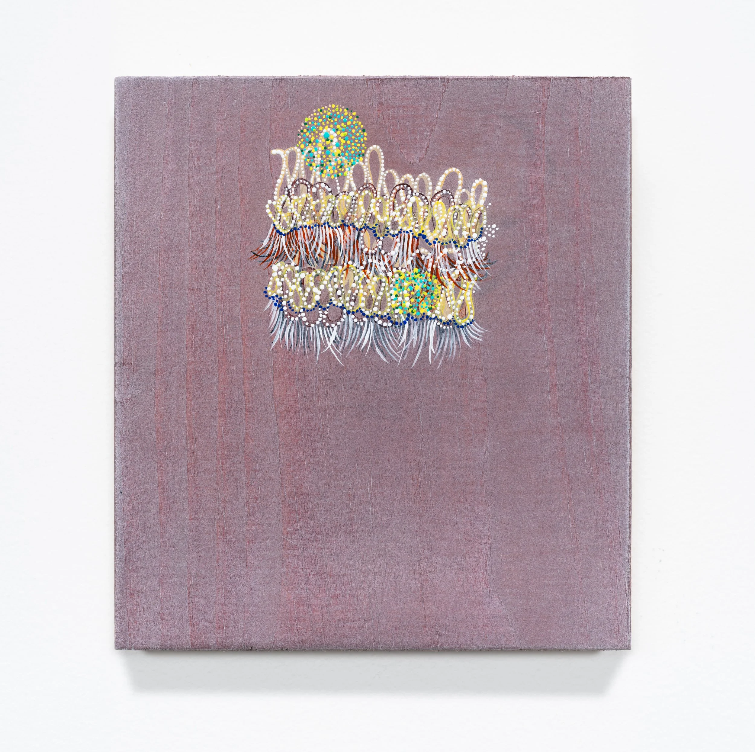 From Wind or Sky or Myth (stack) 2026 6 x 5.5 inches Acrylic on raw pine