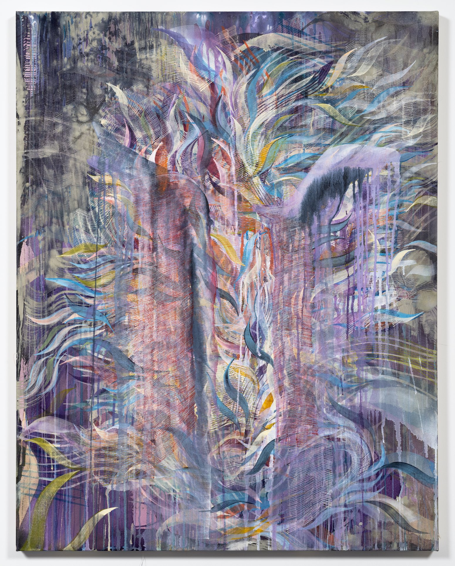 Oracle 2022 46 x 36 inches Graphite and acrylic on raw canvas