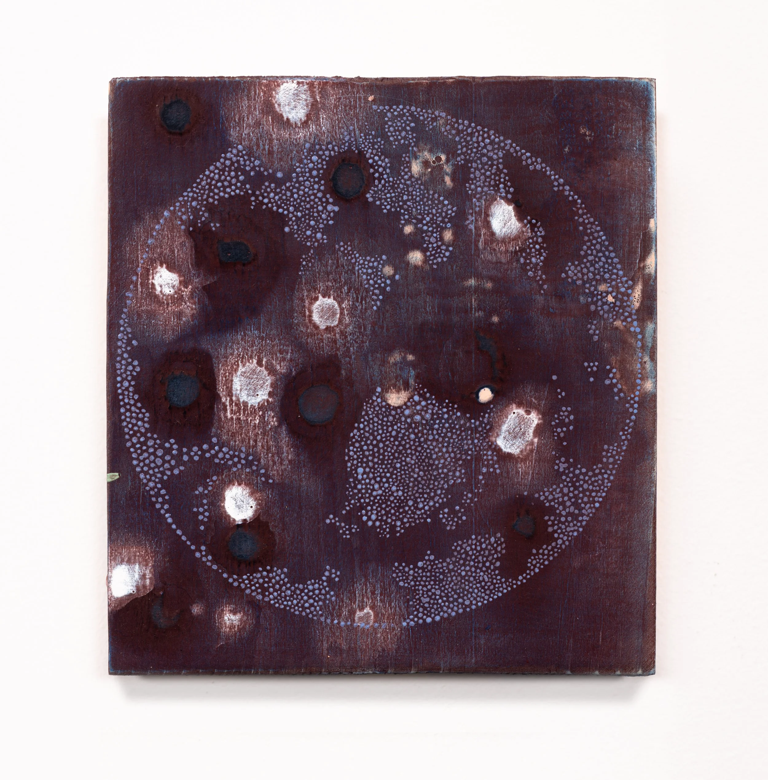 From Wind or Sky or Myth (globe) 2025 6 x 5.5 inches Acrylic on raw pine