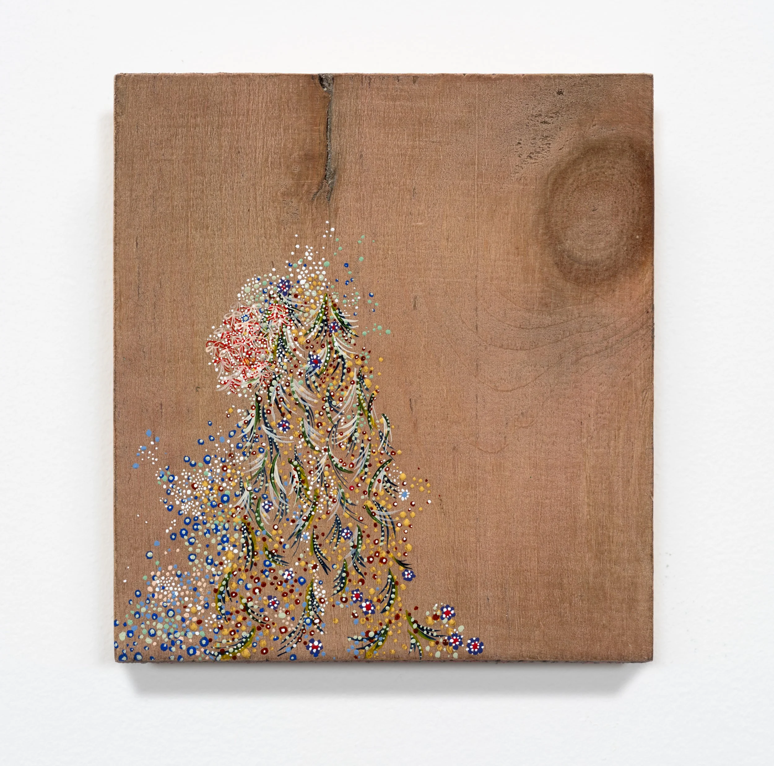 From Wind or Sky or Myth (flutter) 2025 6 x 5.5 inches Acrylic on raw pine