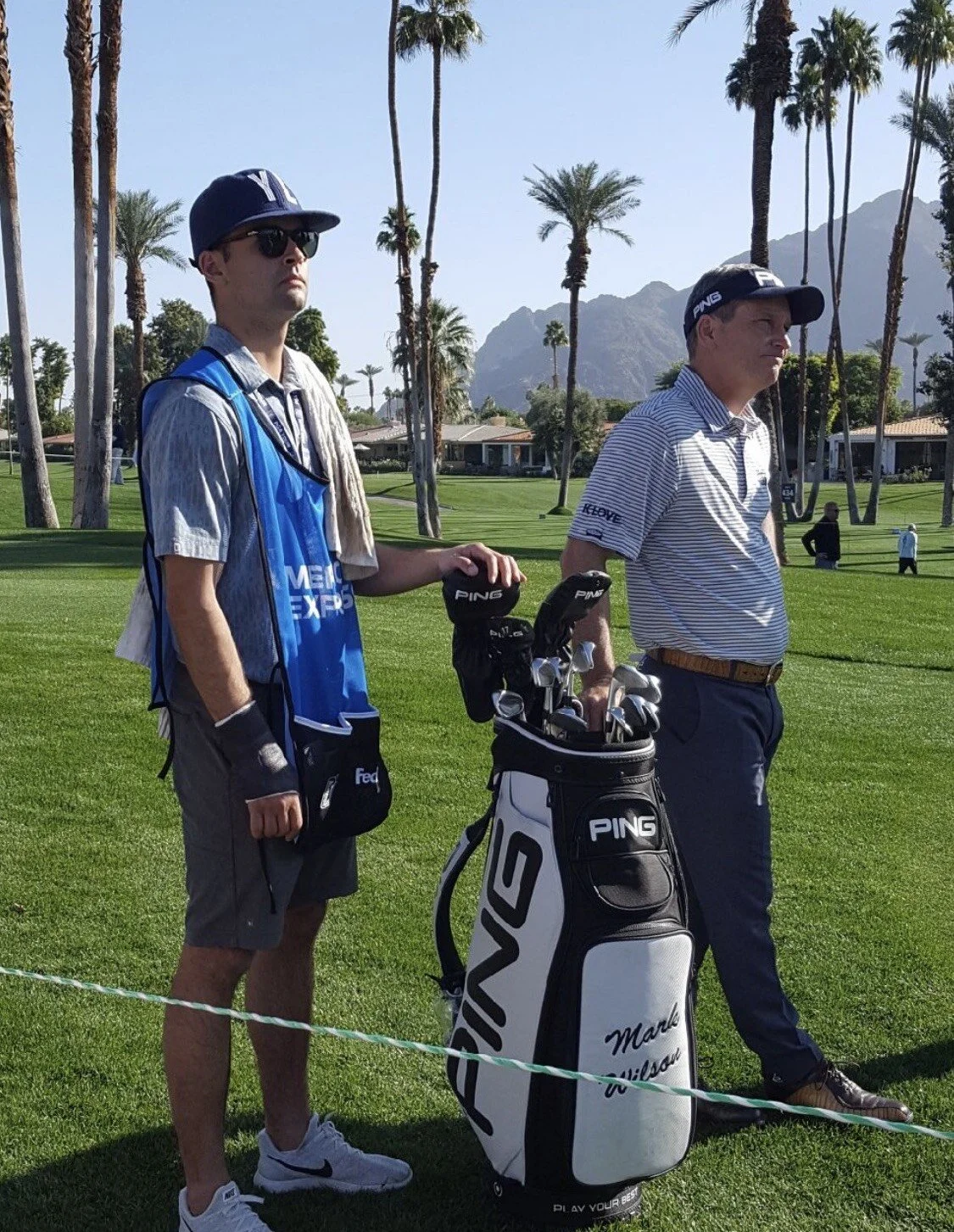   Jackson caddying for Mark Wilson on tour.   