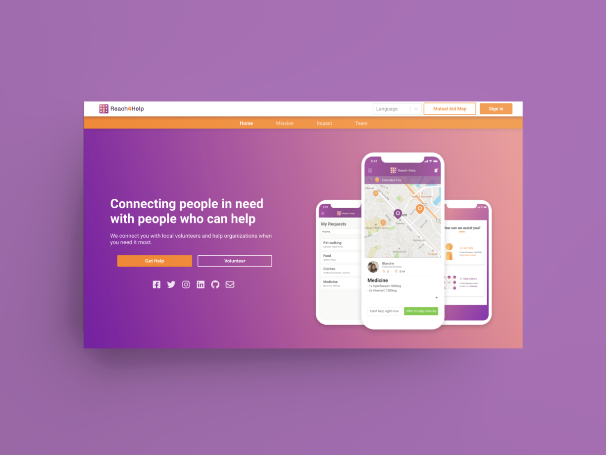 Reach4Help website 2-week design sprint - UX Design