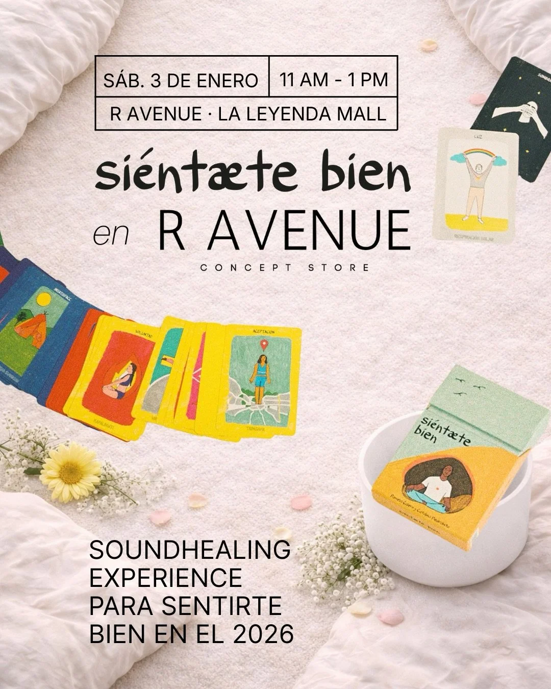Te invitamos a una experiencia exclusiva de Sound Healing con la baraja Si&eacute;nt&aelig;te Bien en @ravenue.conceptstore para empezar el 2026 desde la calma, el cuerpo y la escucha.

Un espacio cuidado para sentir, soltar y abrir el nuevo a&ntilde