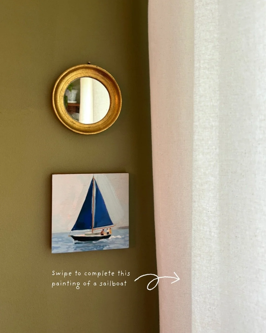 Swipe to finish this mini painting of a sailboat &mdash;>

5x5 oil on wood panel
&ldquo;Sailing Away&rdquo;

This cobalt blue sail stood out to me and I knew I had to paint it. I&rsquo;m dreaming of the beach and the cool waves. Only have to wait 